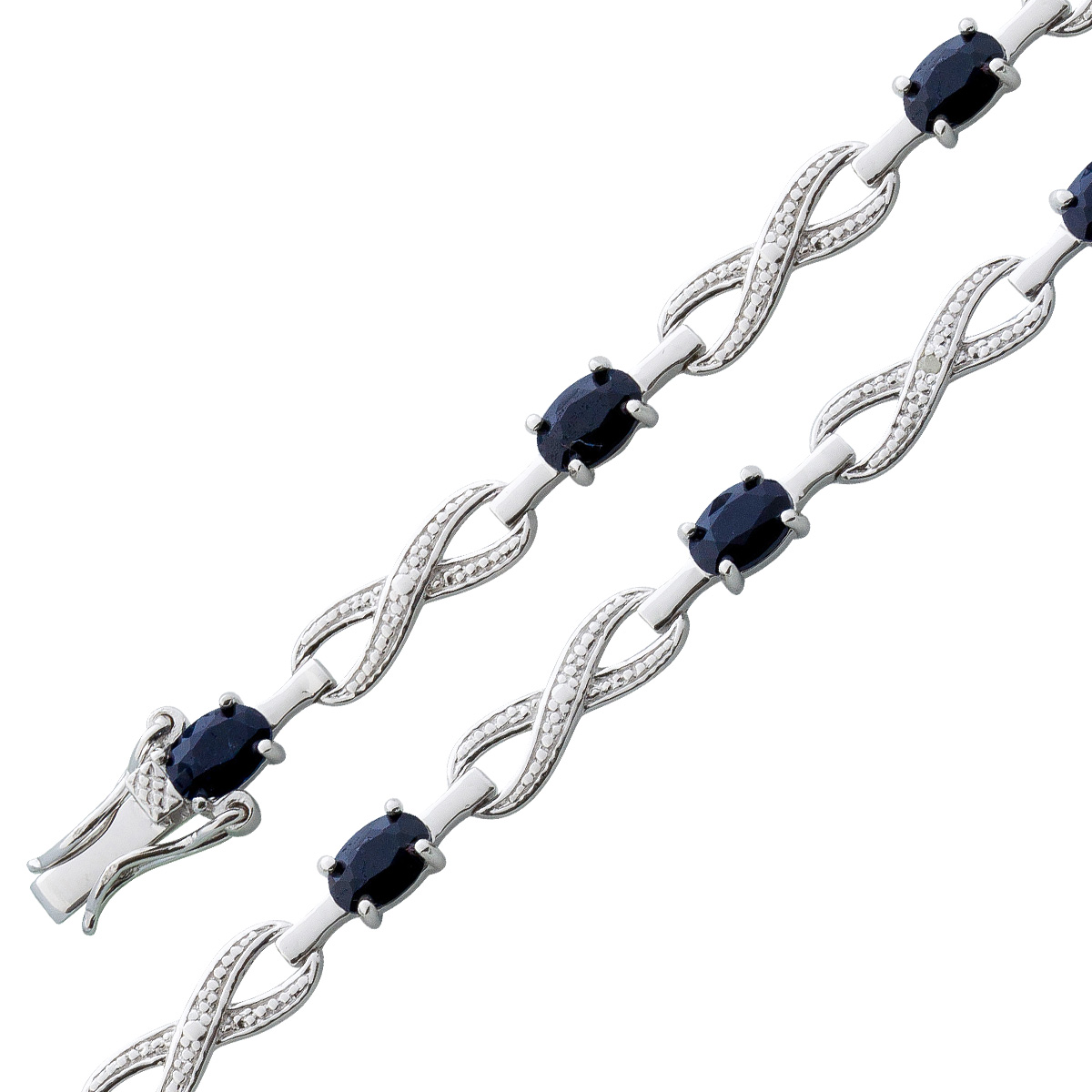 Saphir Armband Infinity Silber 925 nachtblaue Edelsteine 21
