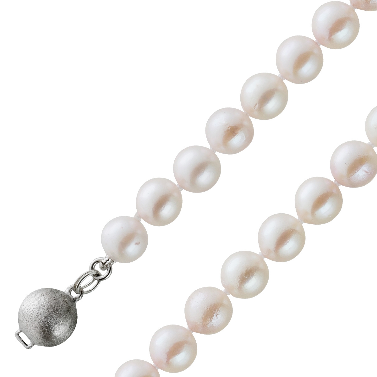 Perlekette 53cm Japanische Akoyaperlen 7mm Silber 925 40