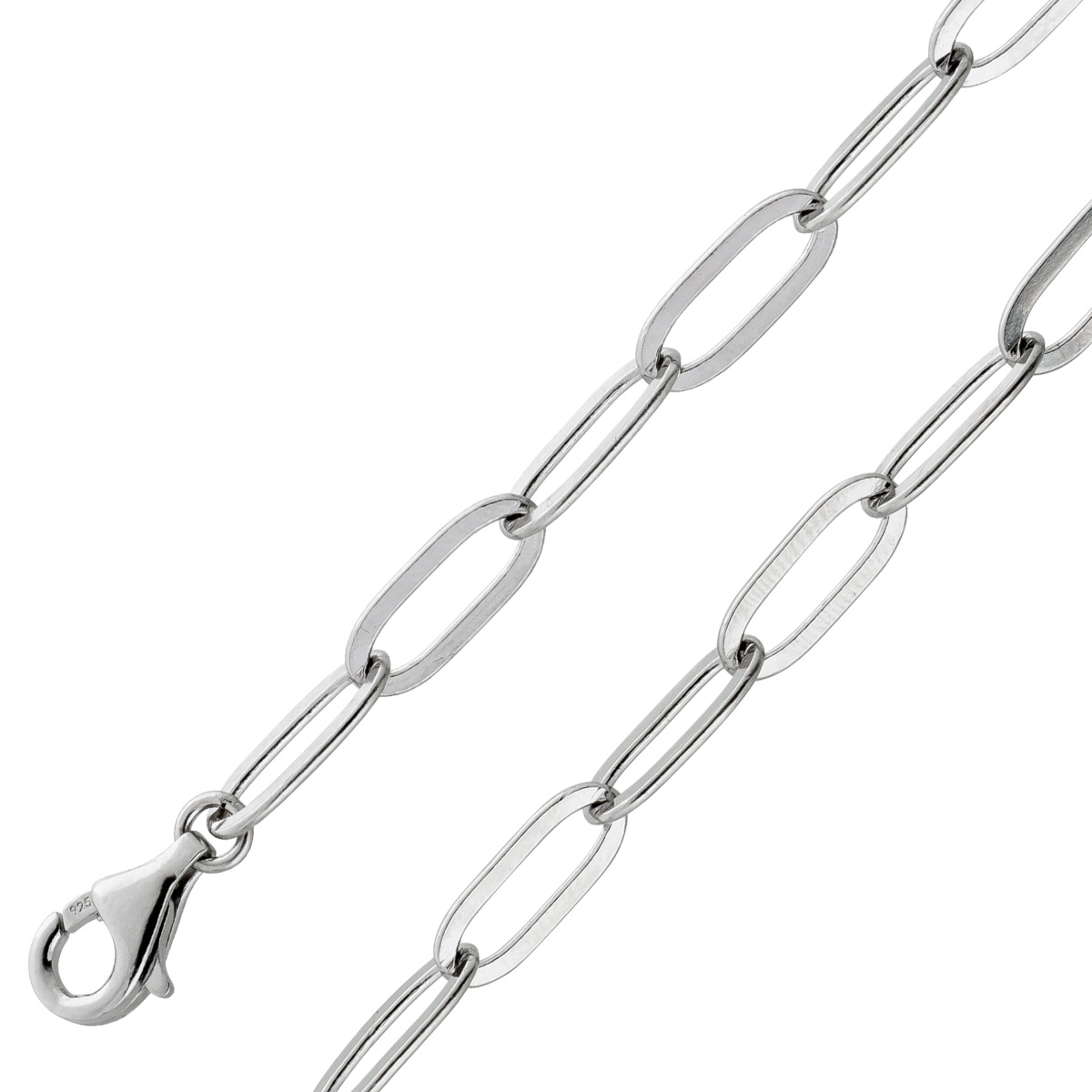 Paperclip Kette Silber 925 poliert rhodiniert 45 Paperclip Kette Silber 925 poliert rhodiniert 45