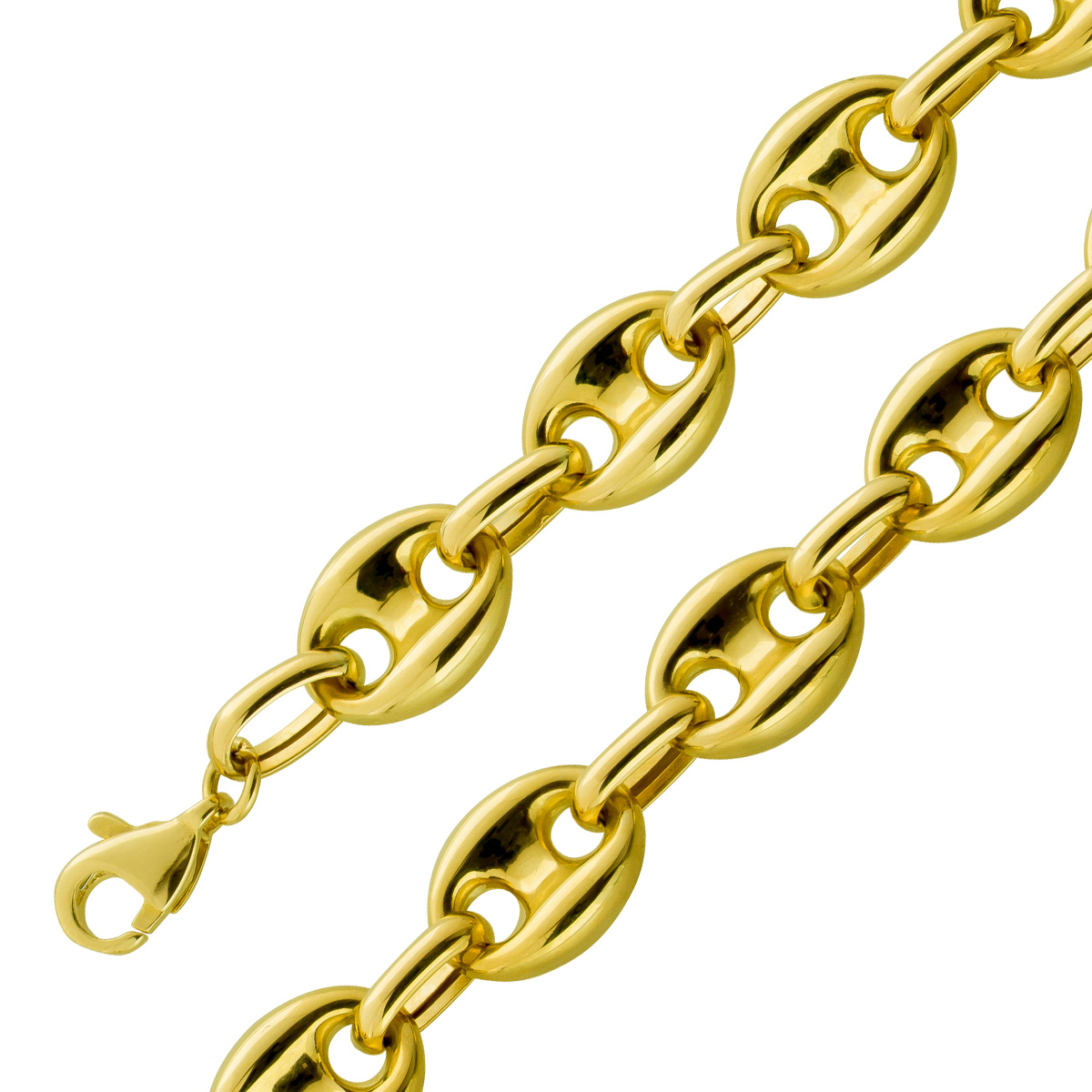 Bohnenkette Gelbgold 585 14 Karat halbmassiv 50