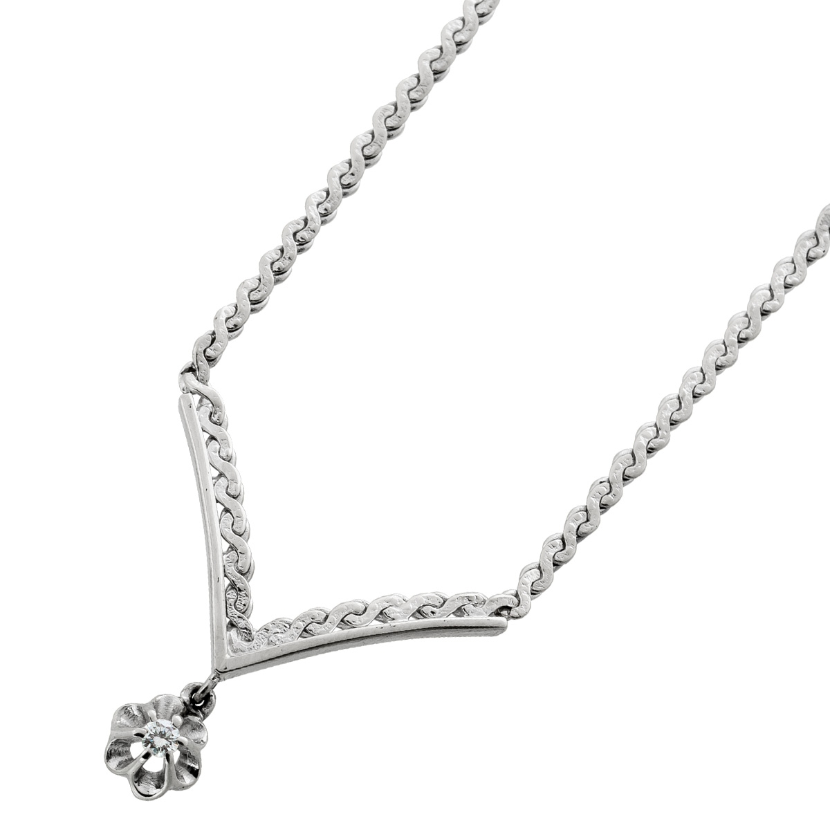 Vintage Collier Weißgold 585 Solitär Diamant 0.03ct TW VVS 41 Vintage Collier Weißgold 585 Solitär Diamant 0.03ct TW VVS 41