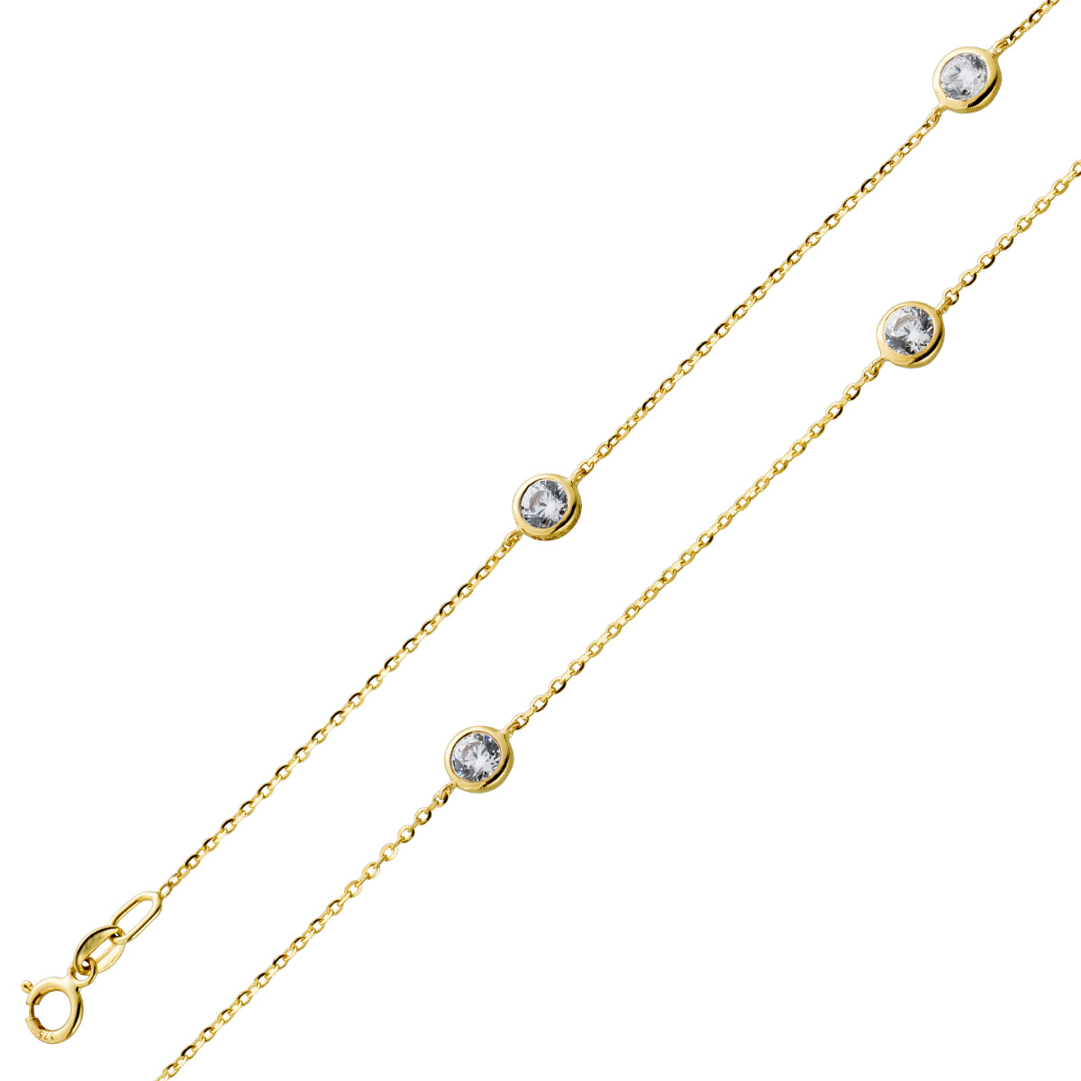 Goldkette Gelbgold 375 weiße Zirkonia Brillant Look 57 Goldkette Gelbgold 375 weiße Zirkonia Brillant Look 57