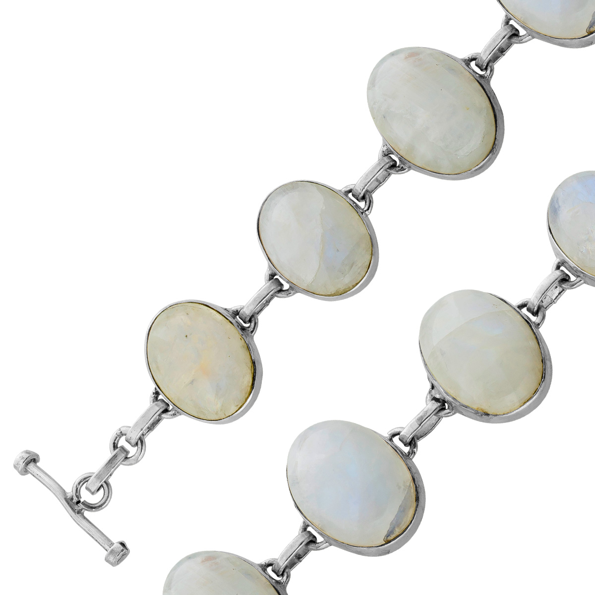 Mondstein Armband Silber 925 Regenbogen Edelsteine 50ct 20