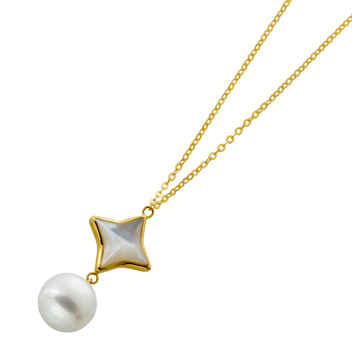 Goldkette Anhänger Gold 585 14K Natur Perlmutt Süßwasserperle 46