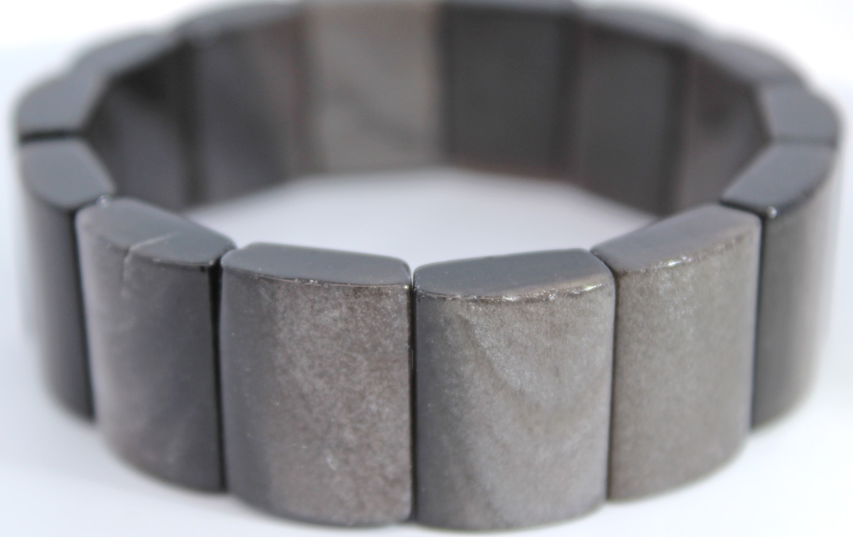 Obsidian Bracelet Black Silvery Natural Gemstones 20