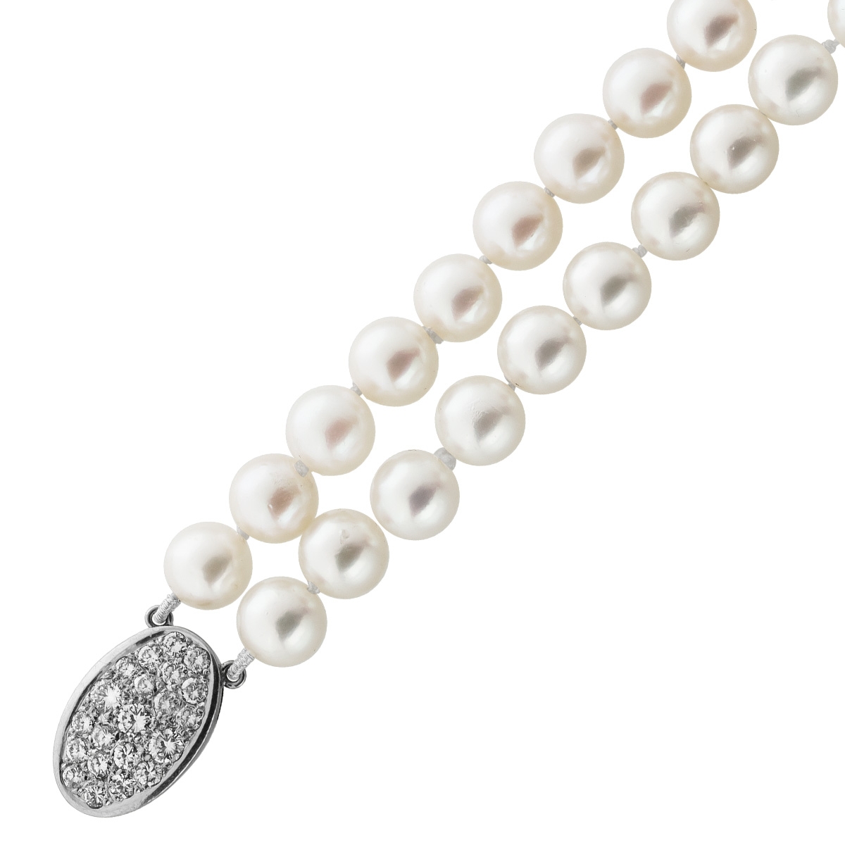 Perlenkette Akoyaperlen Weißgold 590 Brillanten 1ct Lupenrein 44