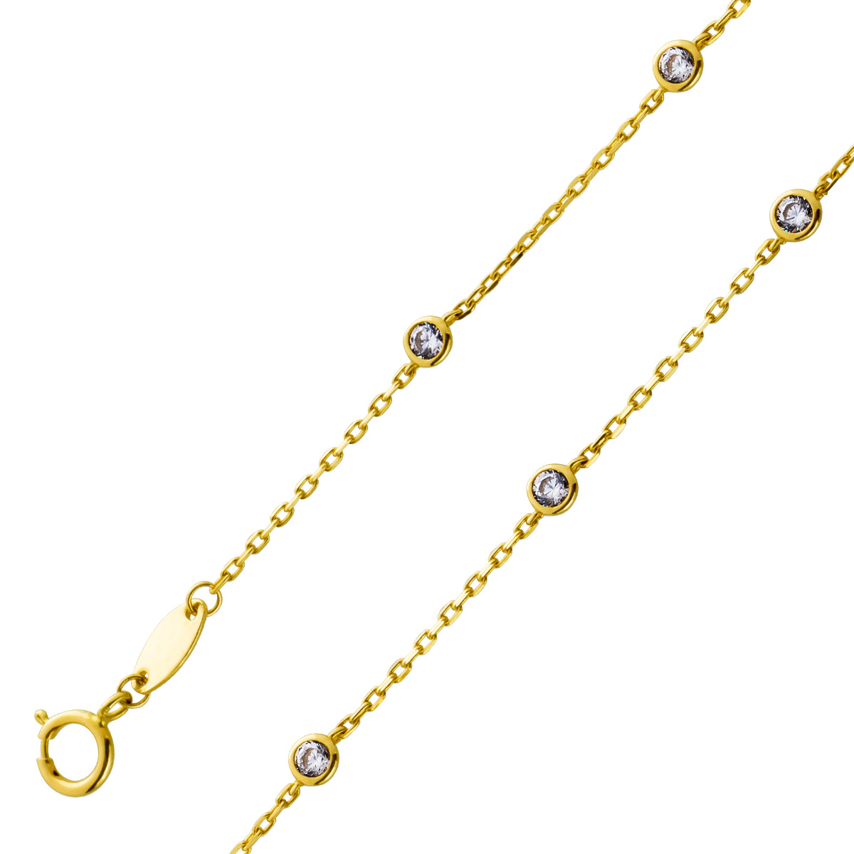 Ankerarmband 0,7mm Gelbgold 333 8 Karat weiße Zirkonia 17 Ankerarmband 0,7mm Gelbgold 333 8 Karat weiße Zirkonia 17