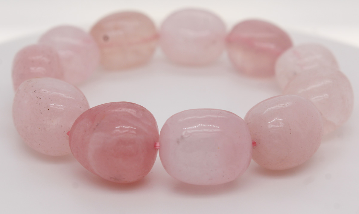 Rose Quartz Gemstone Bracelet pink gemstone nuggets flexible