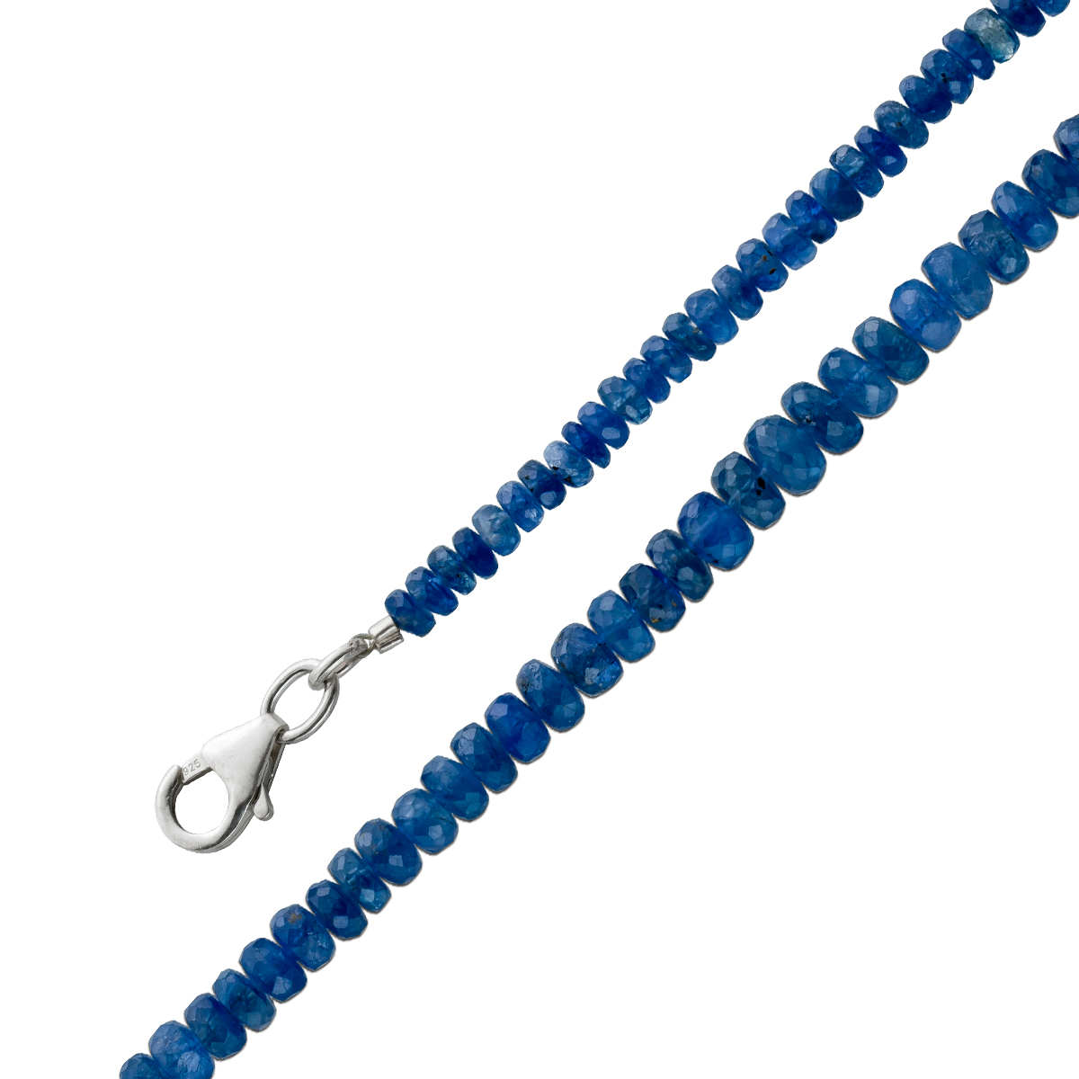 Edelsteinkette Saphirkette 45cm facettiert blau Safir 3-4mm Silber Karabiner 45 Edelsteinkette Saphirkette 45cm facettiert blau Safir 3-4mm Silber Karabiner 45