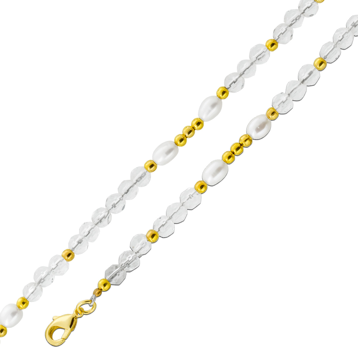 Perlenkette Süßwasser Perlen Natur Bergkristall Edelsteine 43