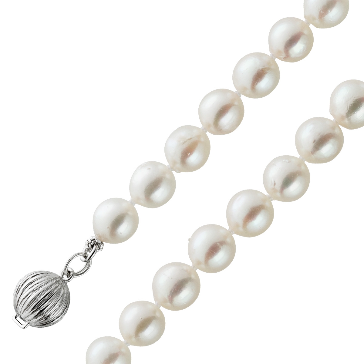 Perlenkette 41cm Japanische Akoyaperlen 8mm Silber 925 40