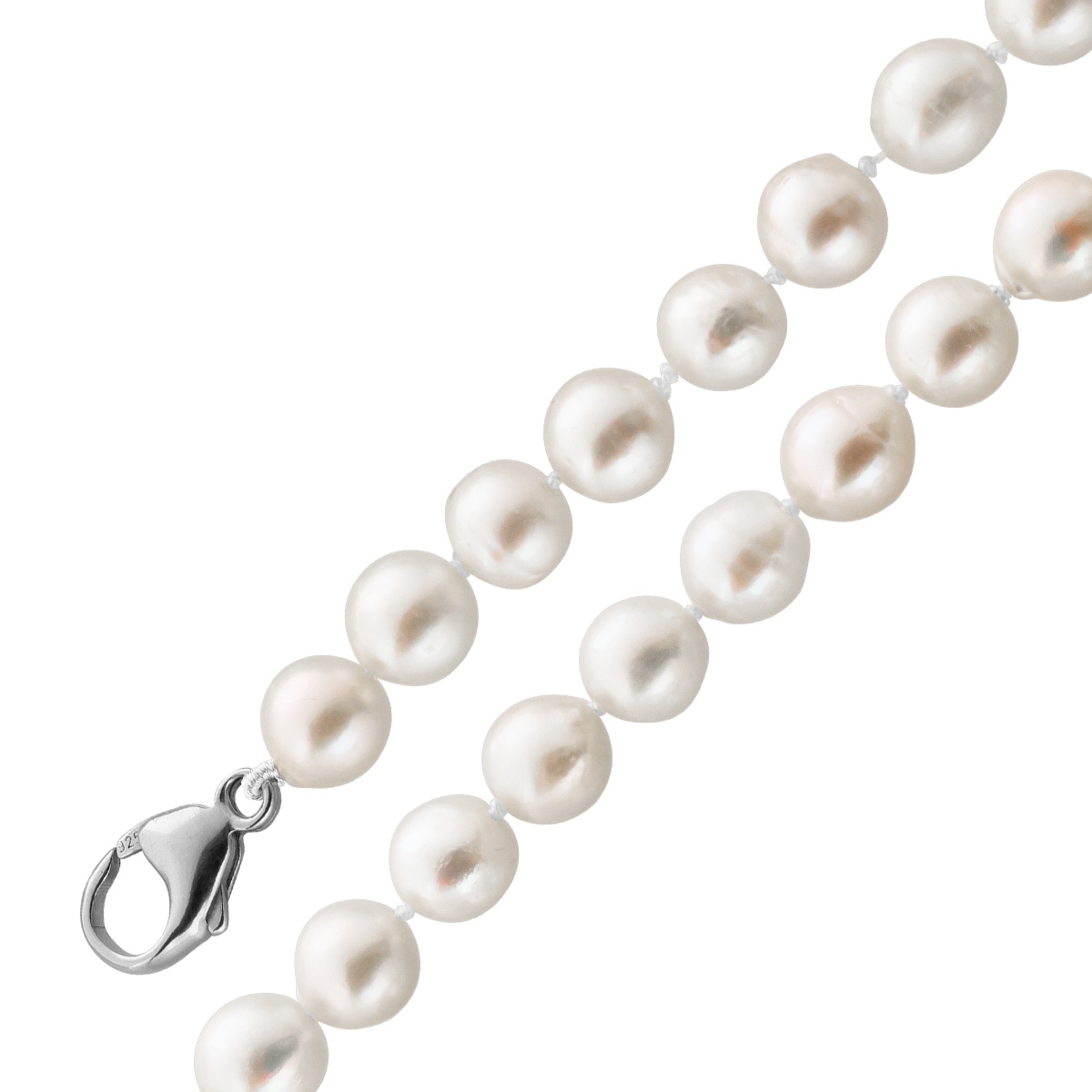 Perlenkette 90cm Akoyaperlen 8.2-8.4mm Silber 925 90