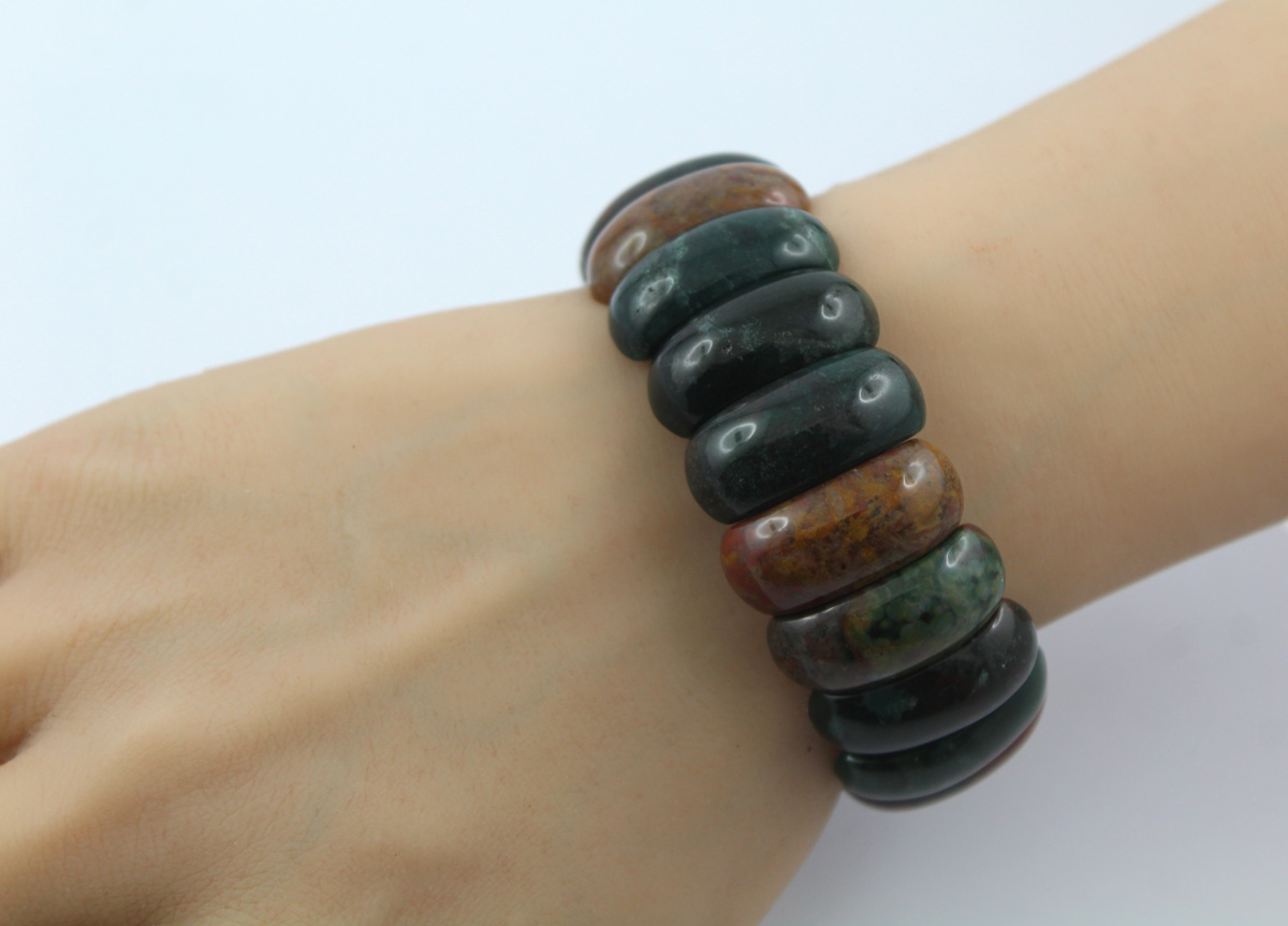 Ocean Jasper Bracelet Purple Rust Brown Jade Green Gemstones 19