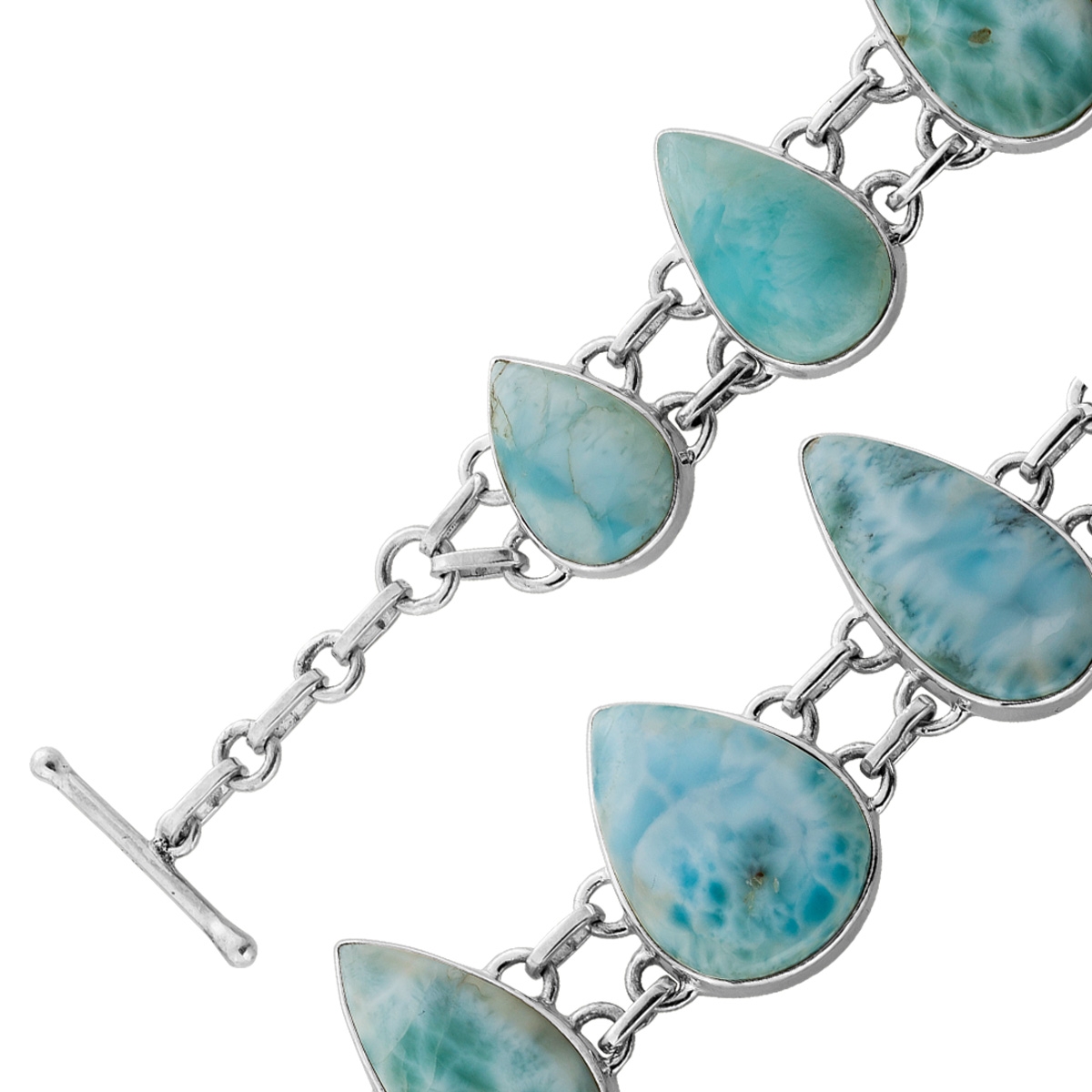 Larimar Armband Silber 925 hellblaue Larimar Edelsteine 126ct 21