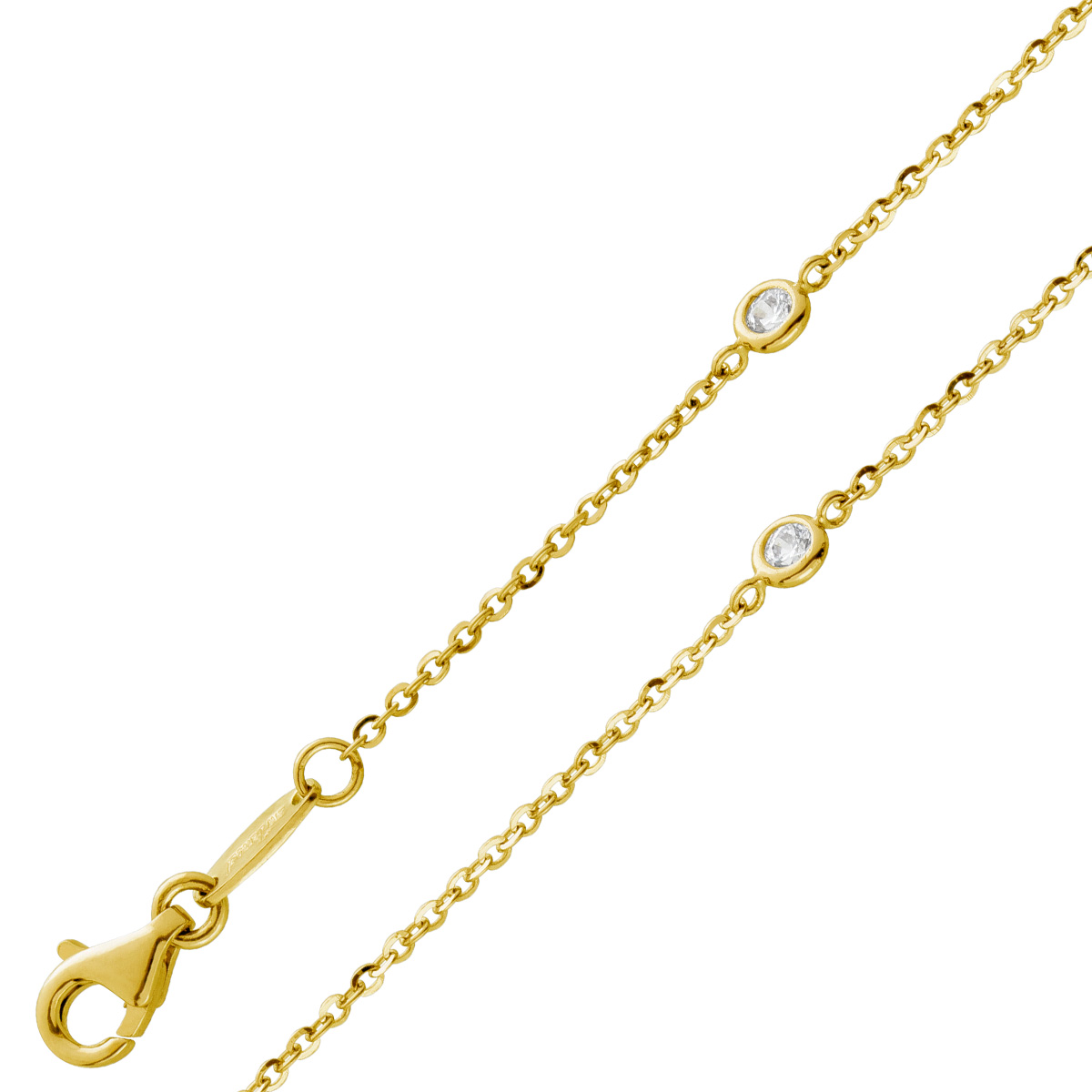 Ankerkette 0,7mm Gelbgold 375 9 Karat weiße Zirkonia 42 Ankerkette 0,7mm Gelbgold 375 9 Karat weiße Zirkonia 42