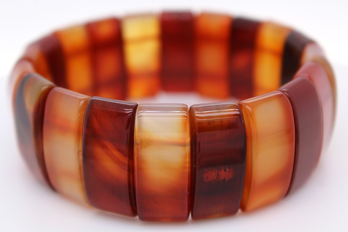 Carnelian Bracelet Beige Rust Brown Dark Brown Natural Gemstones Flexible 19