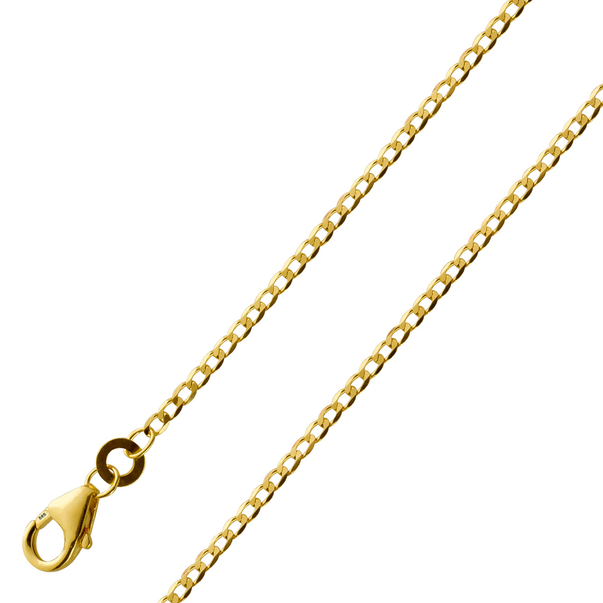 Panzerkette 1,6mm Gelbgold 585 14Karat massiv Cuban Link Chain 42
