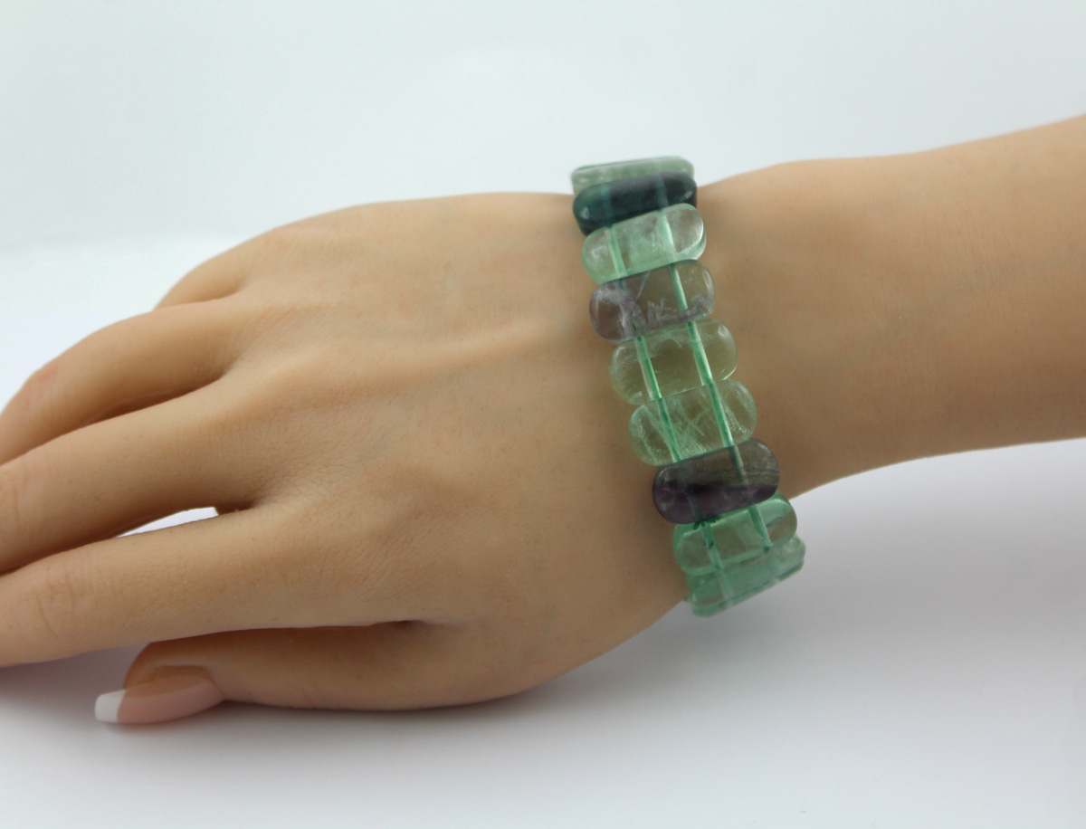 Fluorite Bracelet green moss green violet Gemstones 20