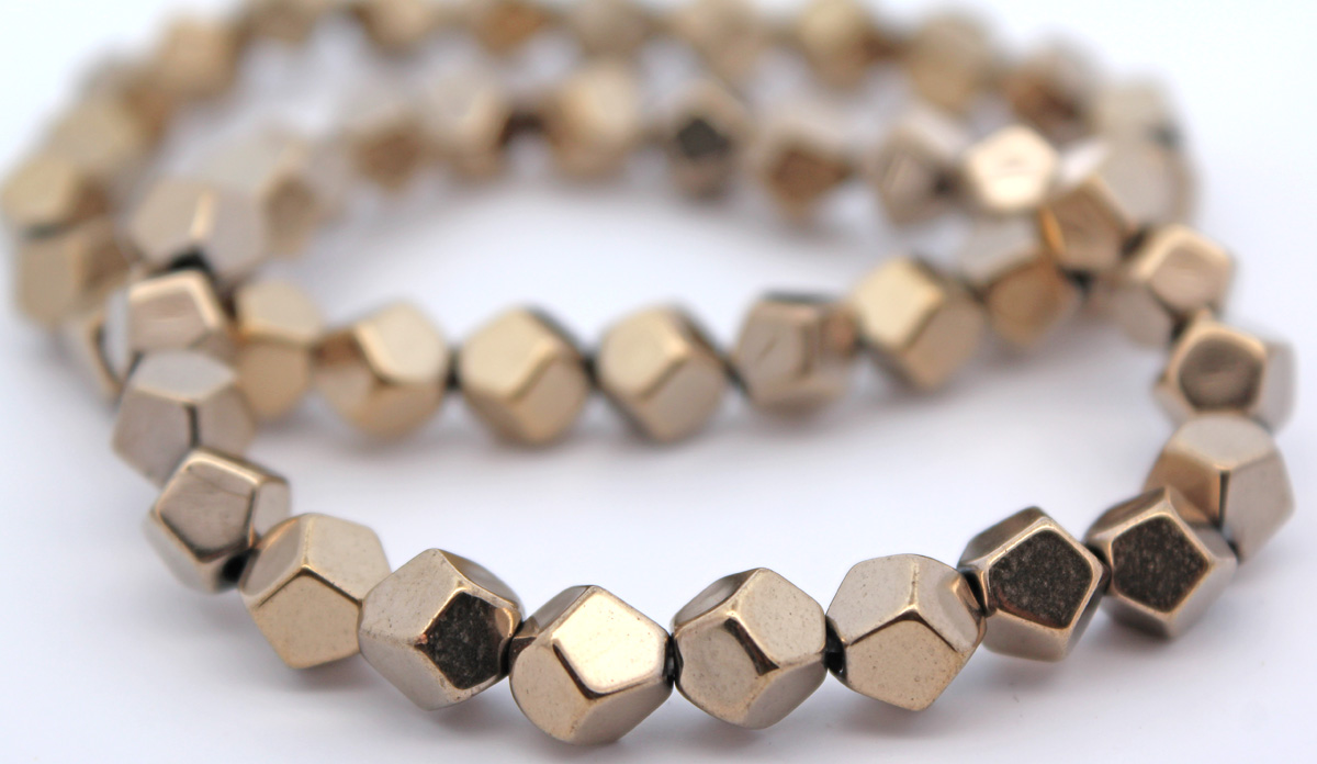 Pyrite Bracelet Set Gold Shimmer Natural Gemstones Flexible 18