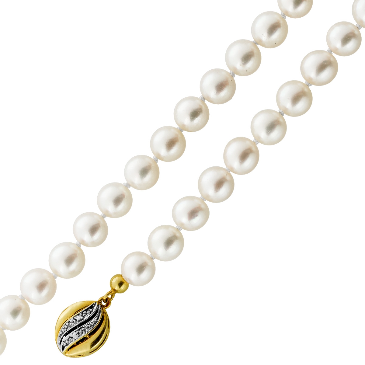 Perlenkette 70cm Gold 585 14K Diamanten Akoyaperlen 70