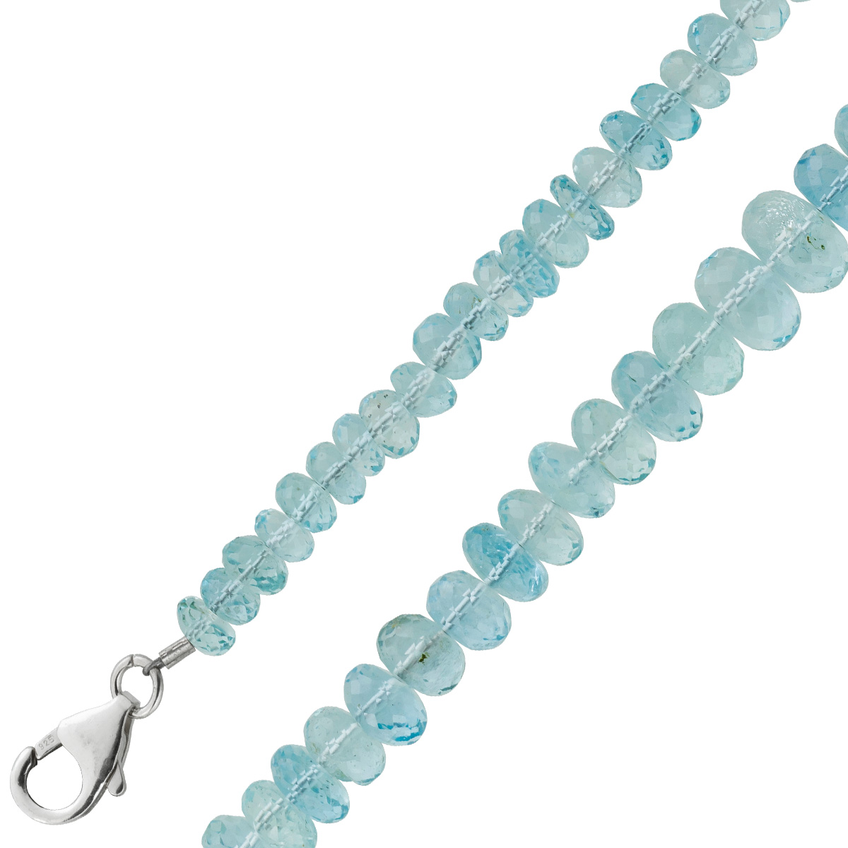 Aquamarinkette himmelblaue Aquamarin Edelsteine 5,1-9,2mm Silber 925 59