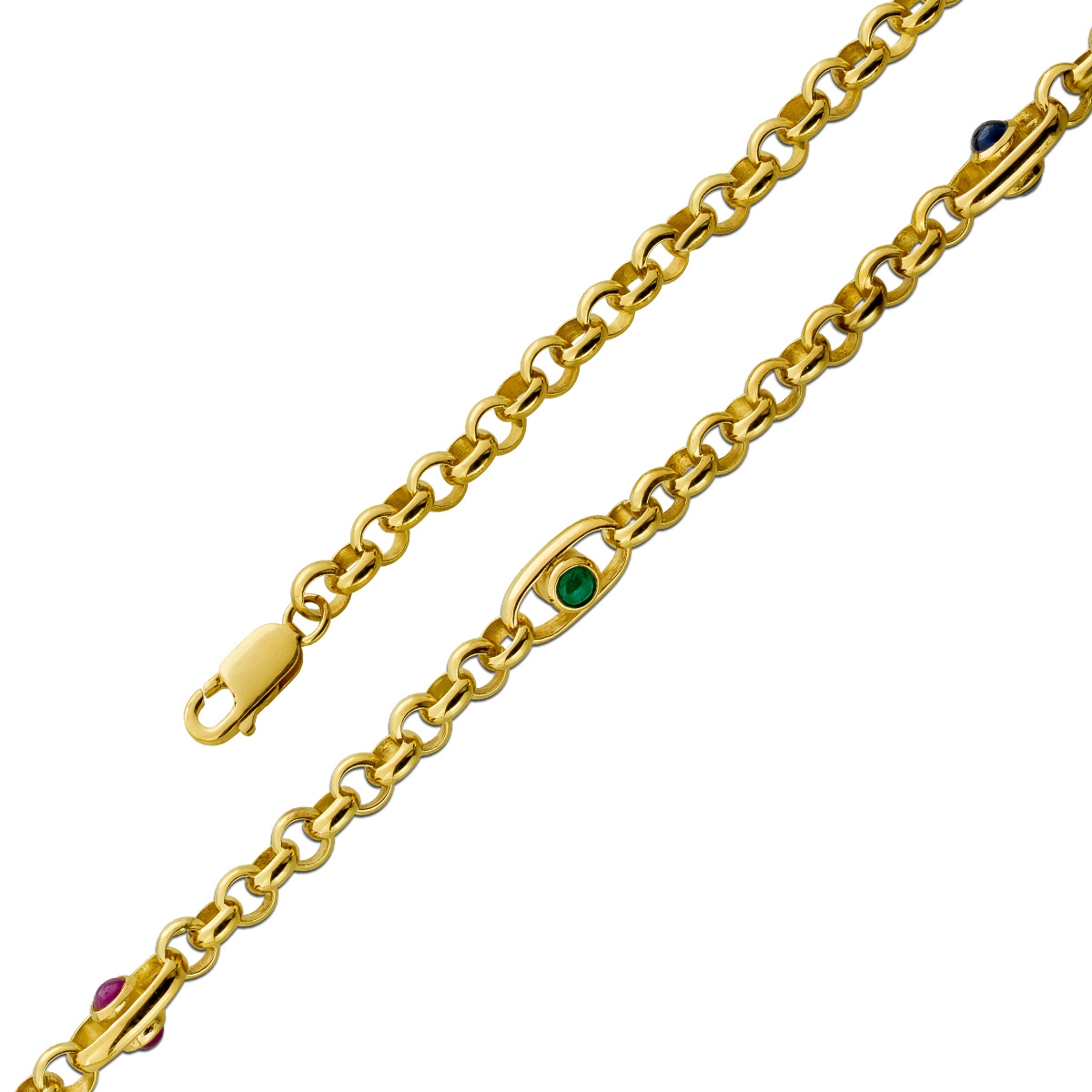 Tricolor Gemstone Ruby Necklace Gold 333 8K Sapphire Emerald 41