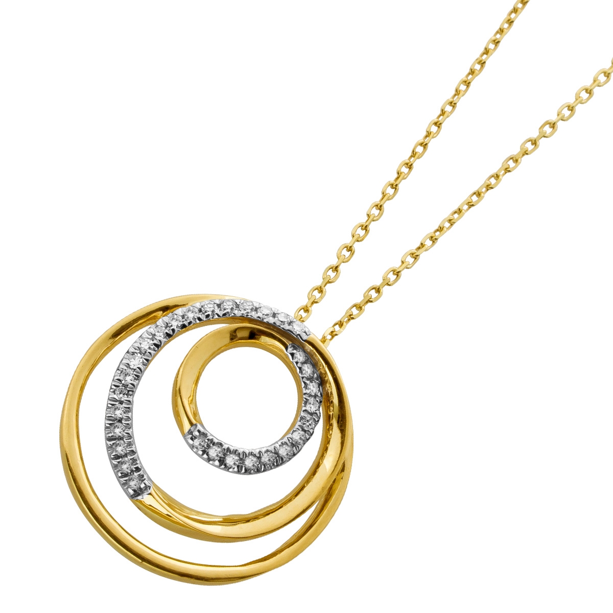 Circle Pendant Anchor Chain Gold 375 9K Natural Diamonds 0.09ct 45