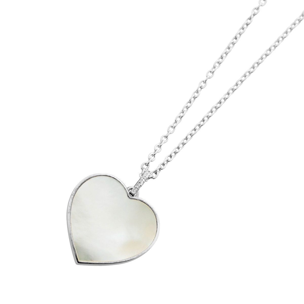 Mother of Pearl Topaz Heart Necklace Silver 925 Natural Gemstones 47