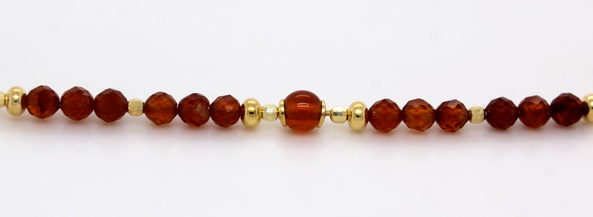 Garnet Neck Ring Yellow Gold Plated Orange-Cognac Natural Gemstones 45