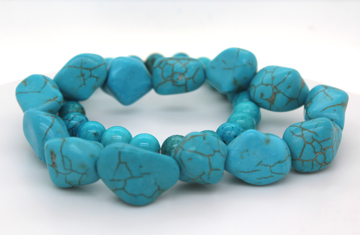 Turquoise Bracelet Set Turquoise Black Gemstones Flexible 19