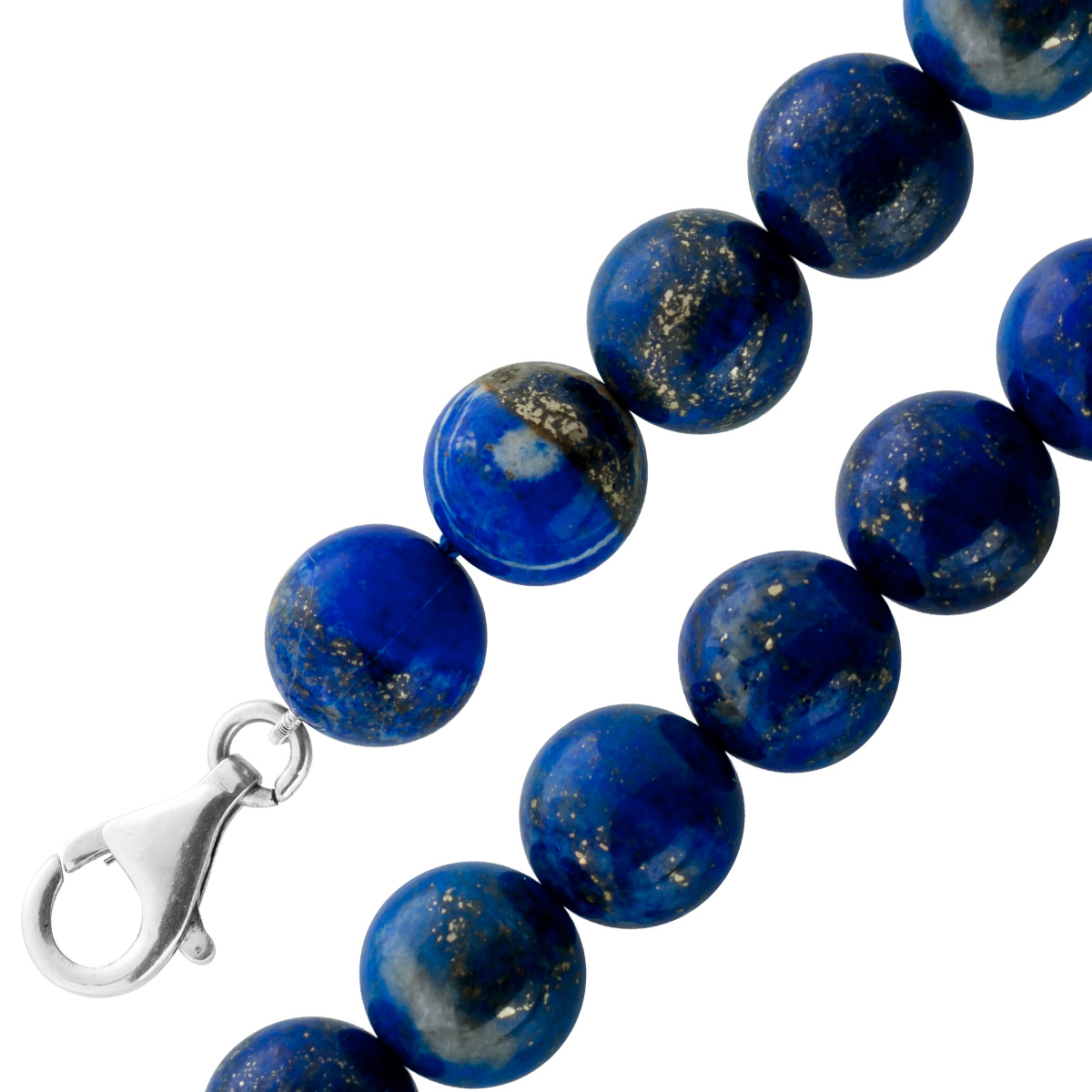 Edelsteinkette tiefblauer Lapislazuli 12mm Kugel Silber 925 Karabiner 41 Edelsteinkette tiefblauer Lapislazuli 12mm Kugel Silber 925 Karabiner 41