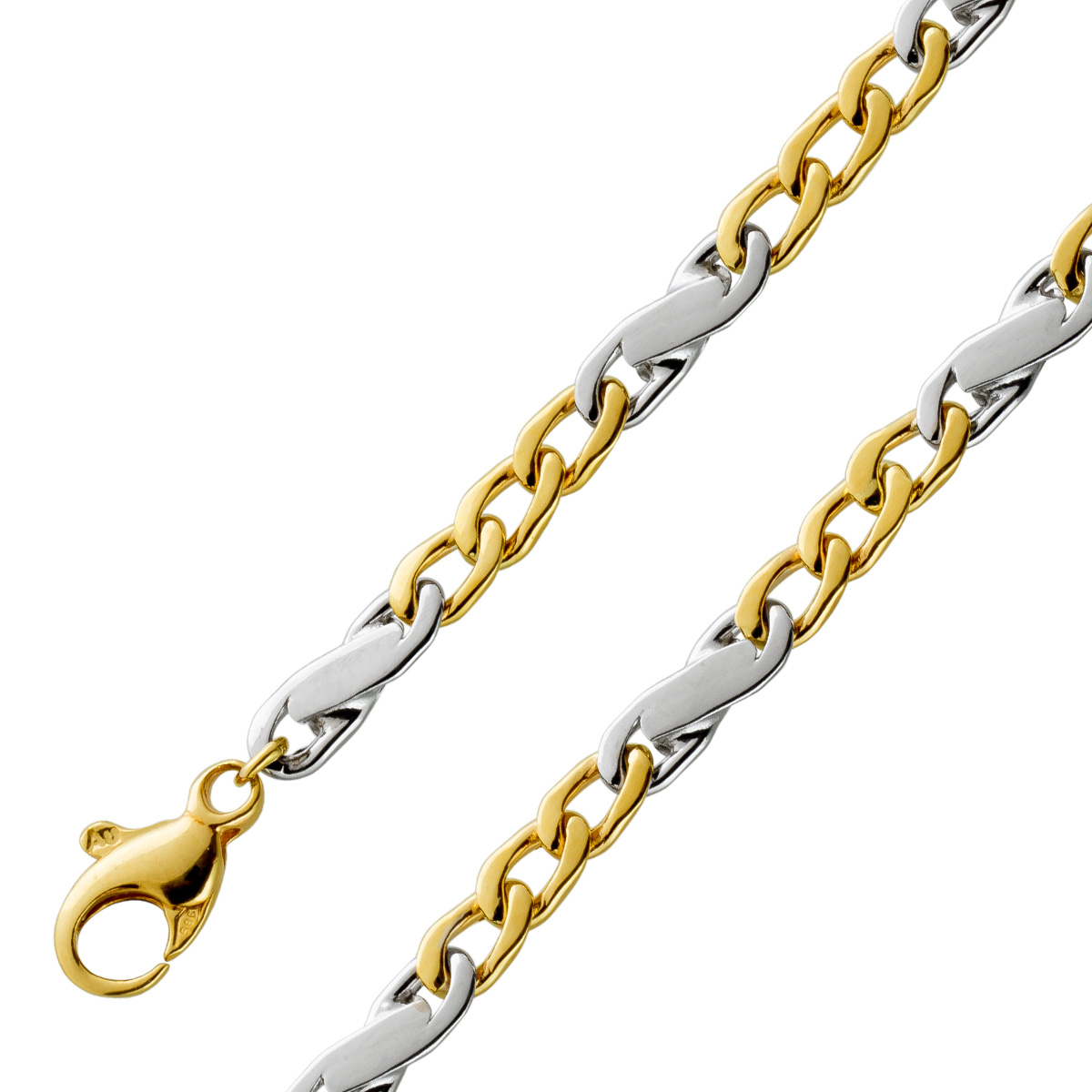 Panzer Armband 4,0mm Gelbgold Weißgold 375 9 Karat massiv 19 Panzer Armband 4,0mm Gelbgold Weißgold 375 9 Karat massiv 19