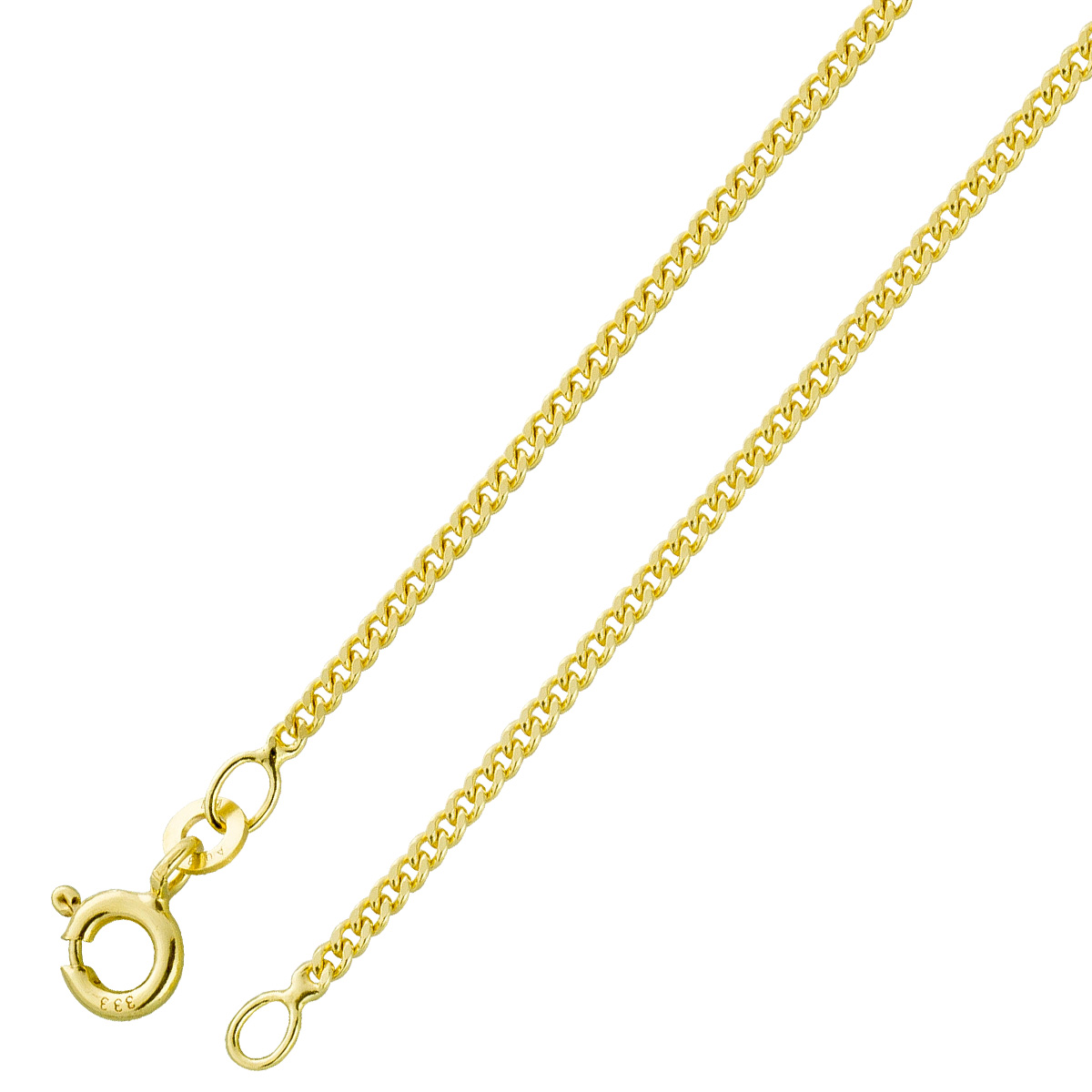 Panzerkette 1,7mm Gold 333 8 Karat massiv poliert Cuban Link 55