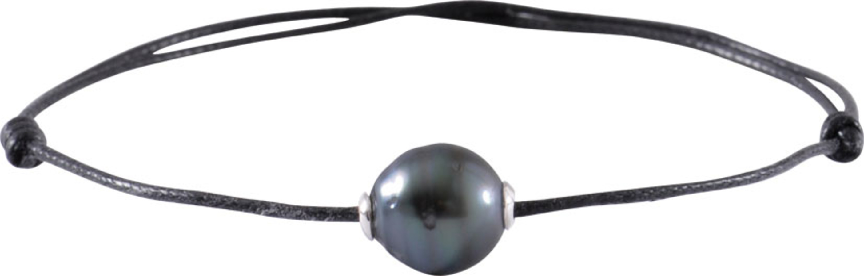 Lederarmband grün graue Tahitiperle 9.7mm 20 Lederarmband grün graue Tahitiperle 9.7mm 20