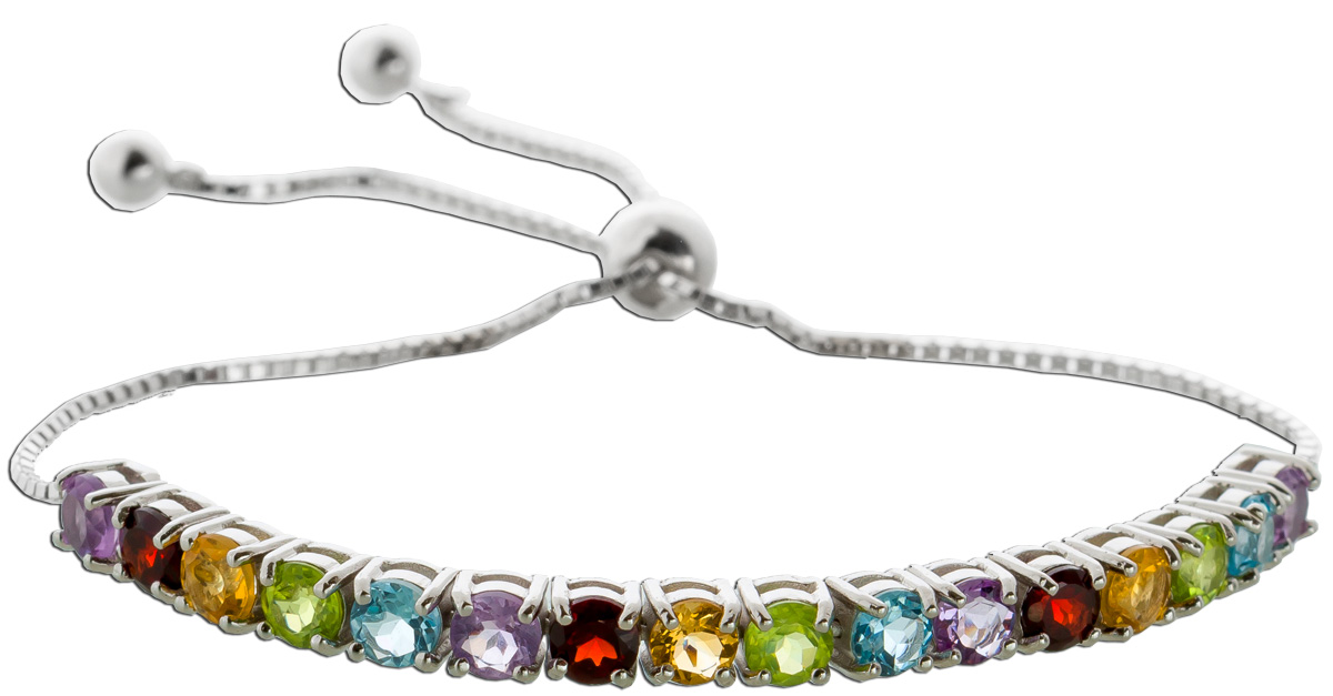 Bolo Armband Silber 92518.22cm Blautopas Peridot Citrin Granat 25 Bolo Armband Silber 92518.22cm Blautopas Peridot Citrin Granat 25