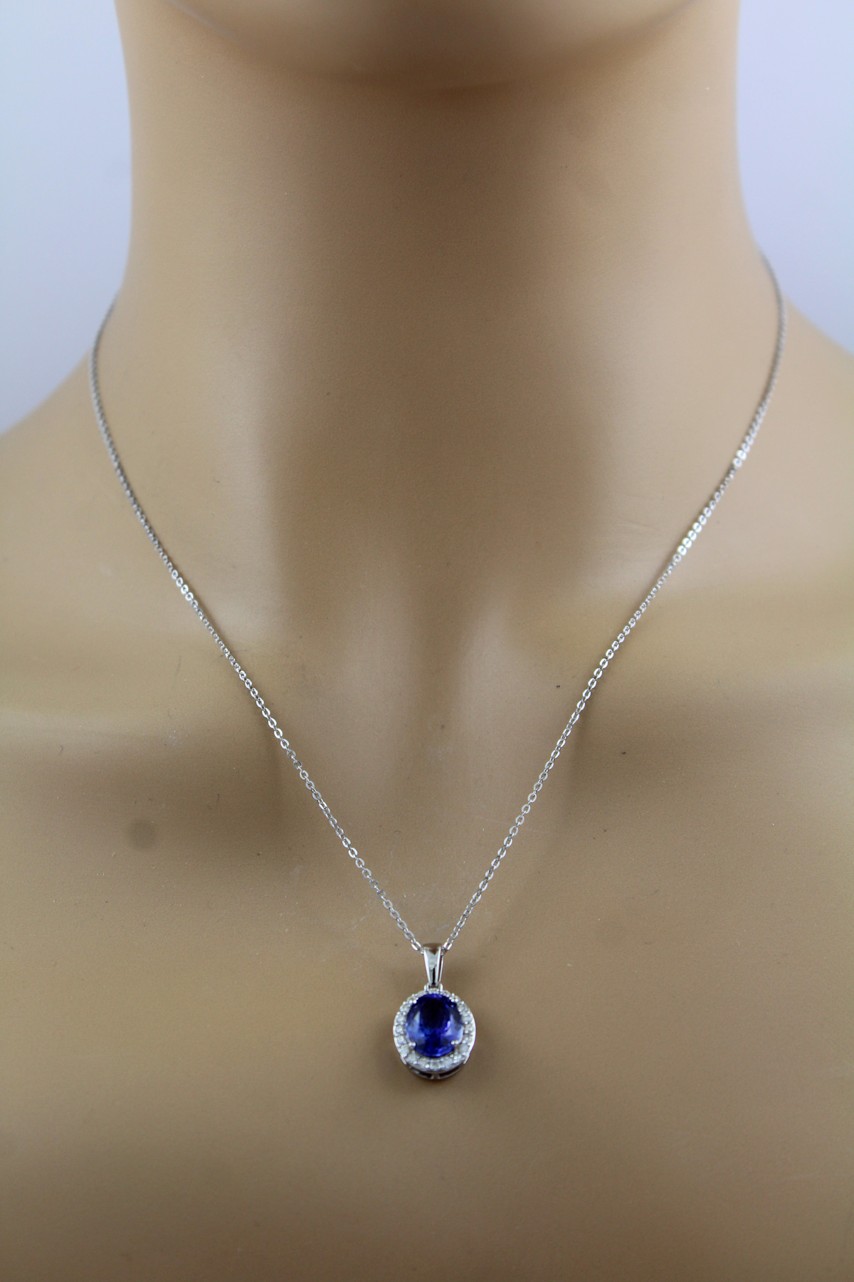 Diamond Necklace Platinum 950 Pendant Natural Tanzanite Diamonds 45