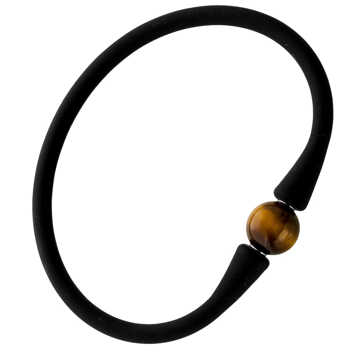 Tiger's Eye Bracelet Silicone Gold Brown Natural Gemstone 18