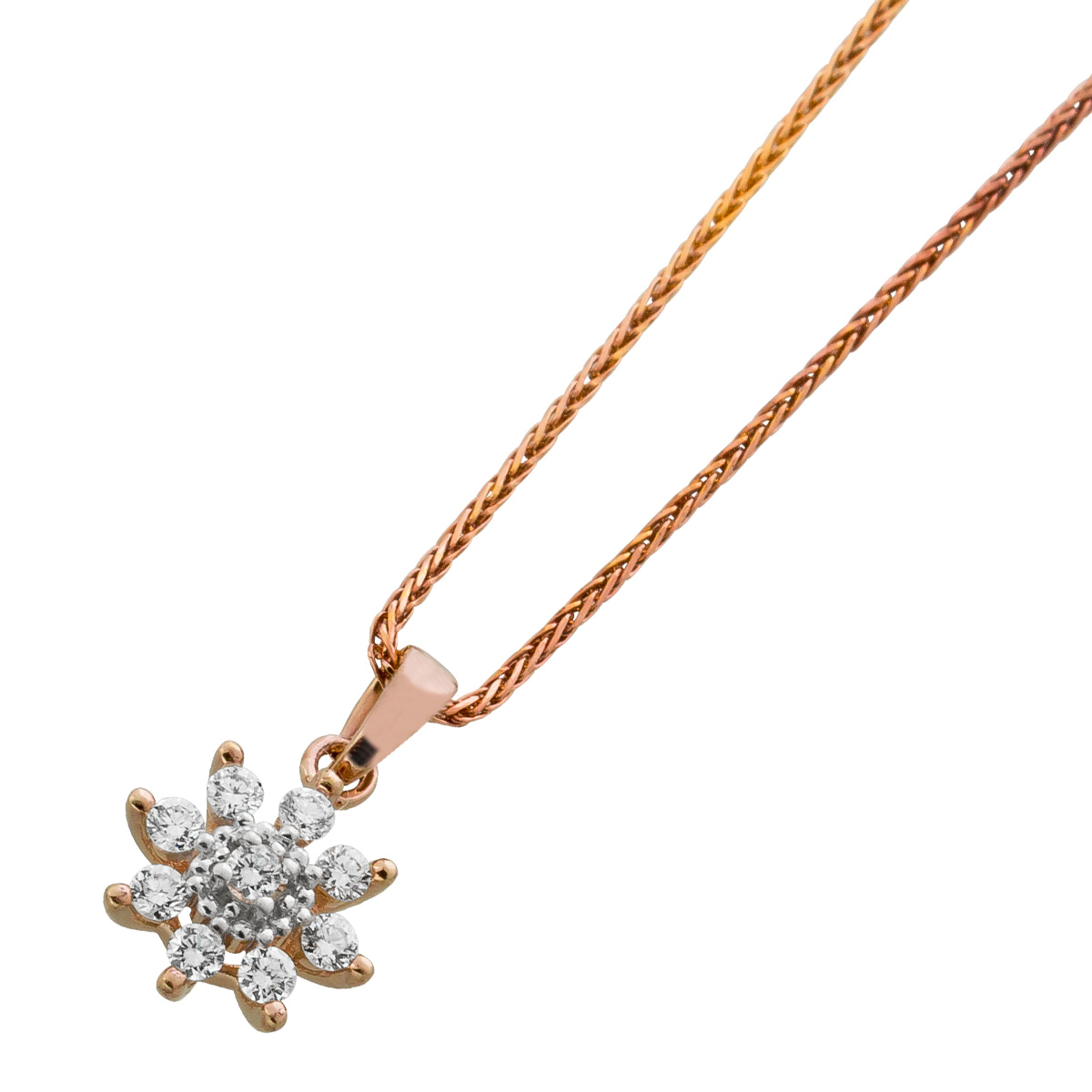 Fuchsschwanzkette Brillantannhänger Rosegold 375 9 Diamanten 0.14ct 44 Fuchsschwanzkette Brillantannhänger Rosegold 375 9 Diamanten 0.14ct 44