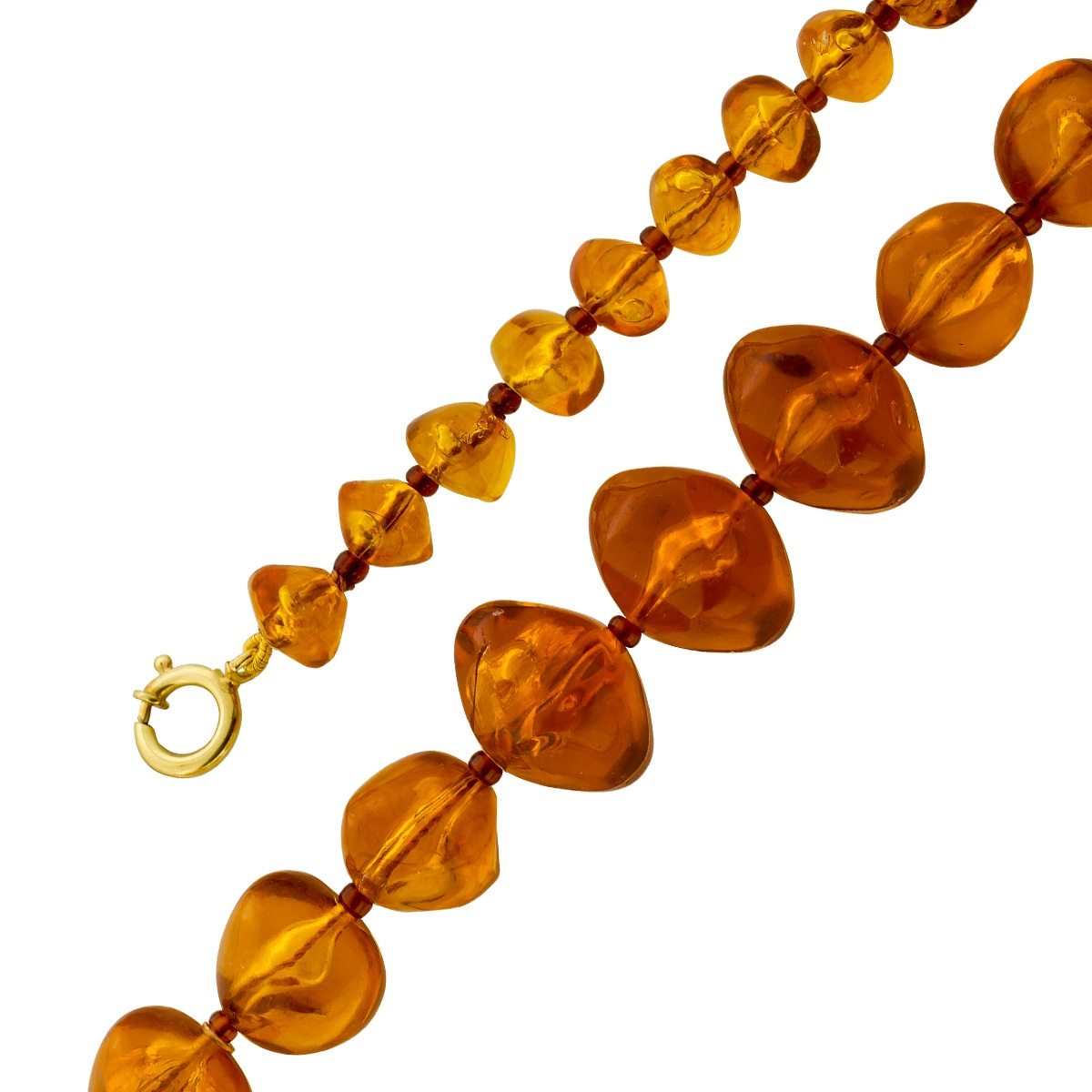 Bernsteinkette vergoldet braune Edelsteine Antikschmuck 69