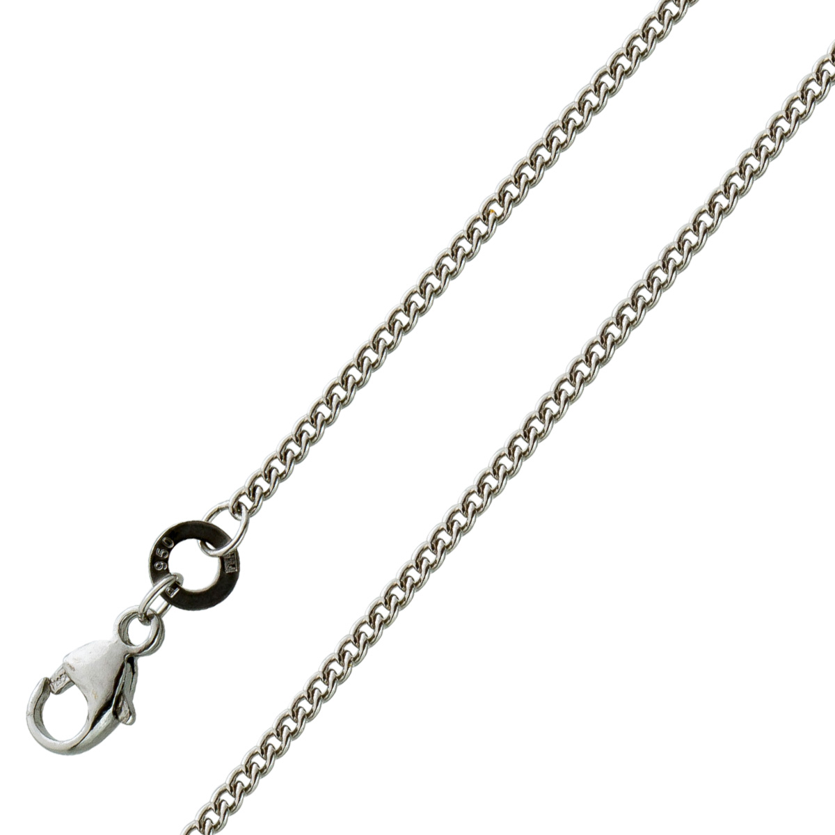 Platinum 950 Curb Chain 1.3 mm solid Cuban Link Chain 45