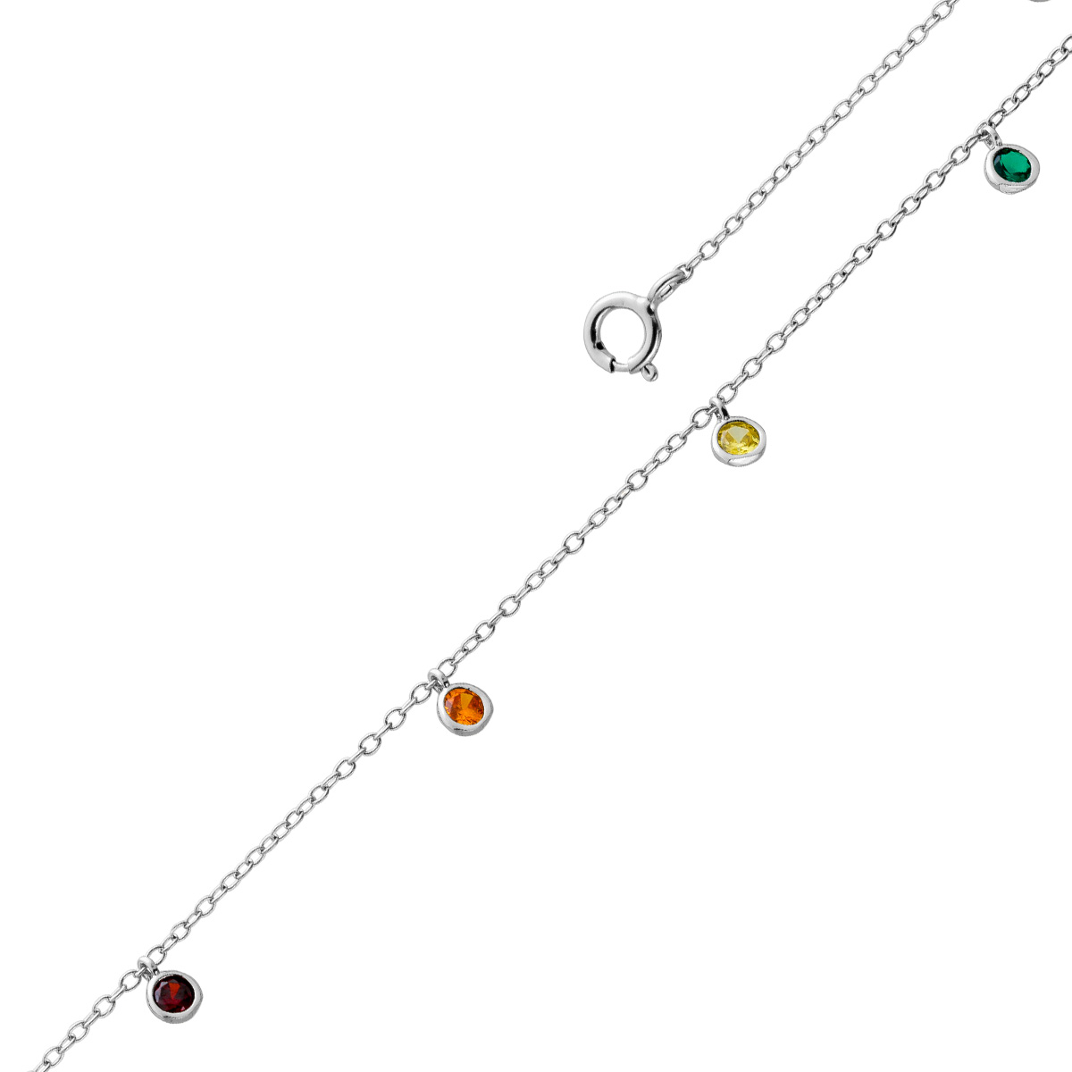 Fusskette Silber 925 mitbunten Zirkonia, Zargengefasst, 1,3 Gramm,232cm 23 Fusskette Silber 925 mitbunten Zirkonia, Zargengefasst, 1,3 Gramm,232cm 23