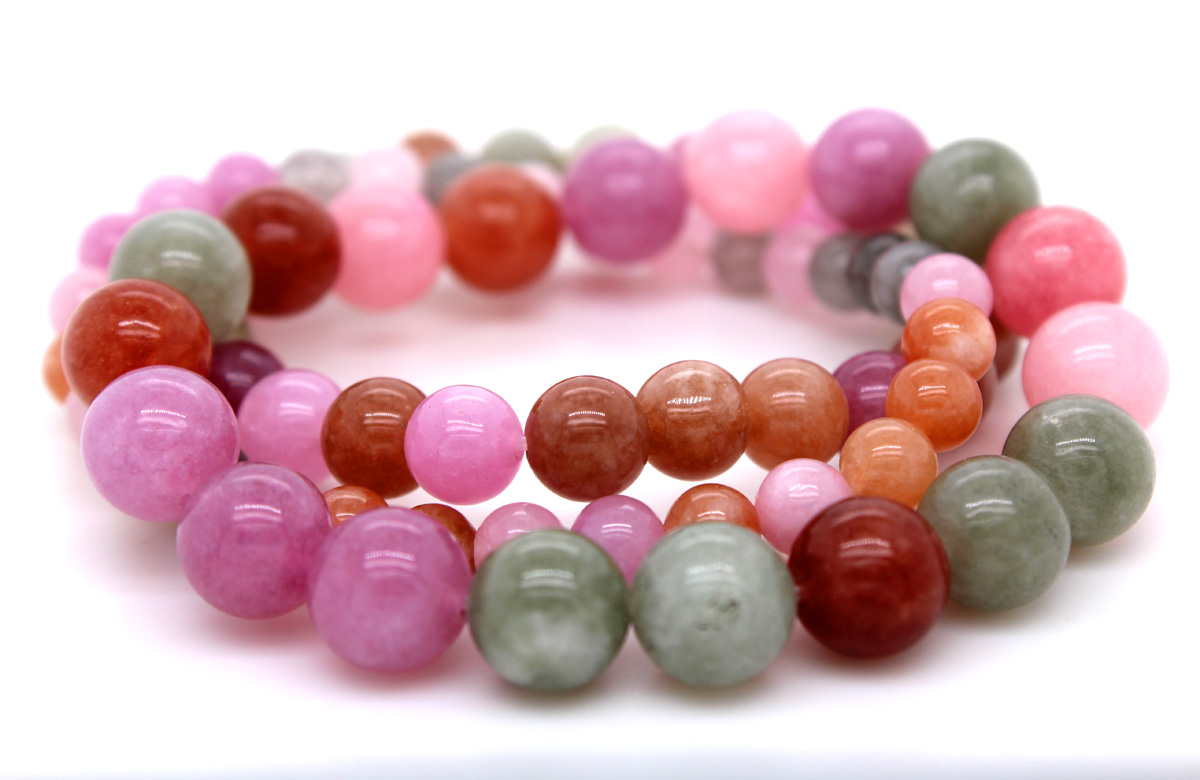 Gemstone Bracelet Amethyst Rose Quartz Moonstone Rhodochrosite Jade Calcite 19