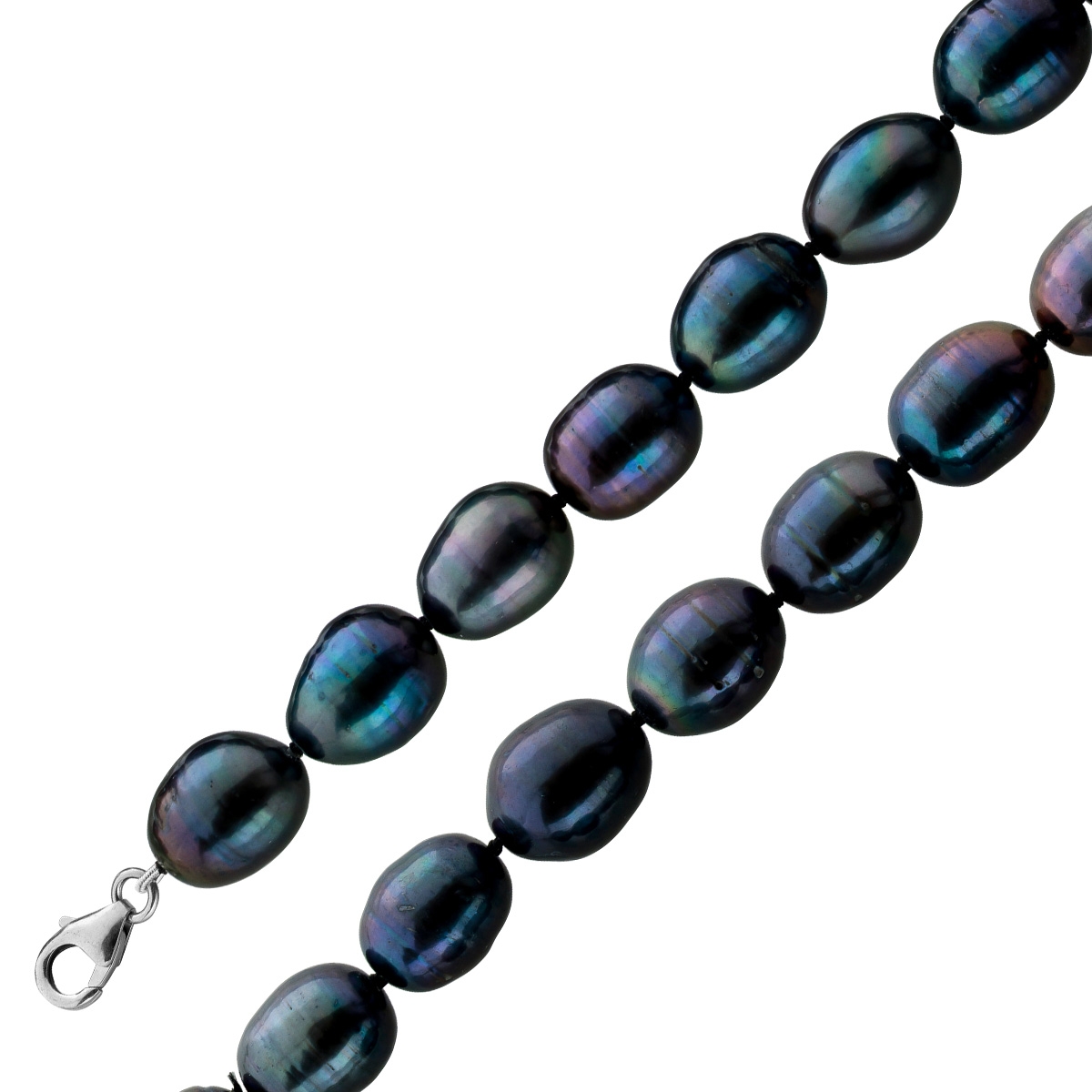 Perlenkette 47cm Süßwasserperlen 10-12mm Silber 925 47