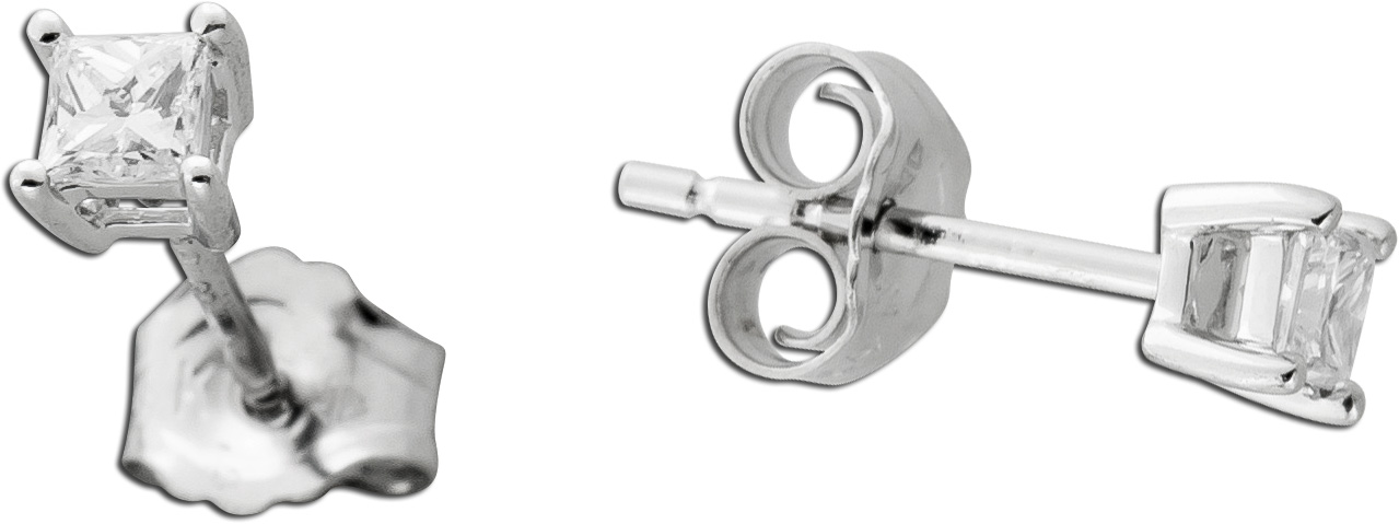 Diamant Ohrstecker 0.20ct Weißgold 585 14K Lab Grown Princess Cut