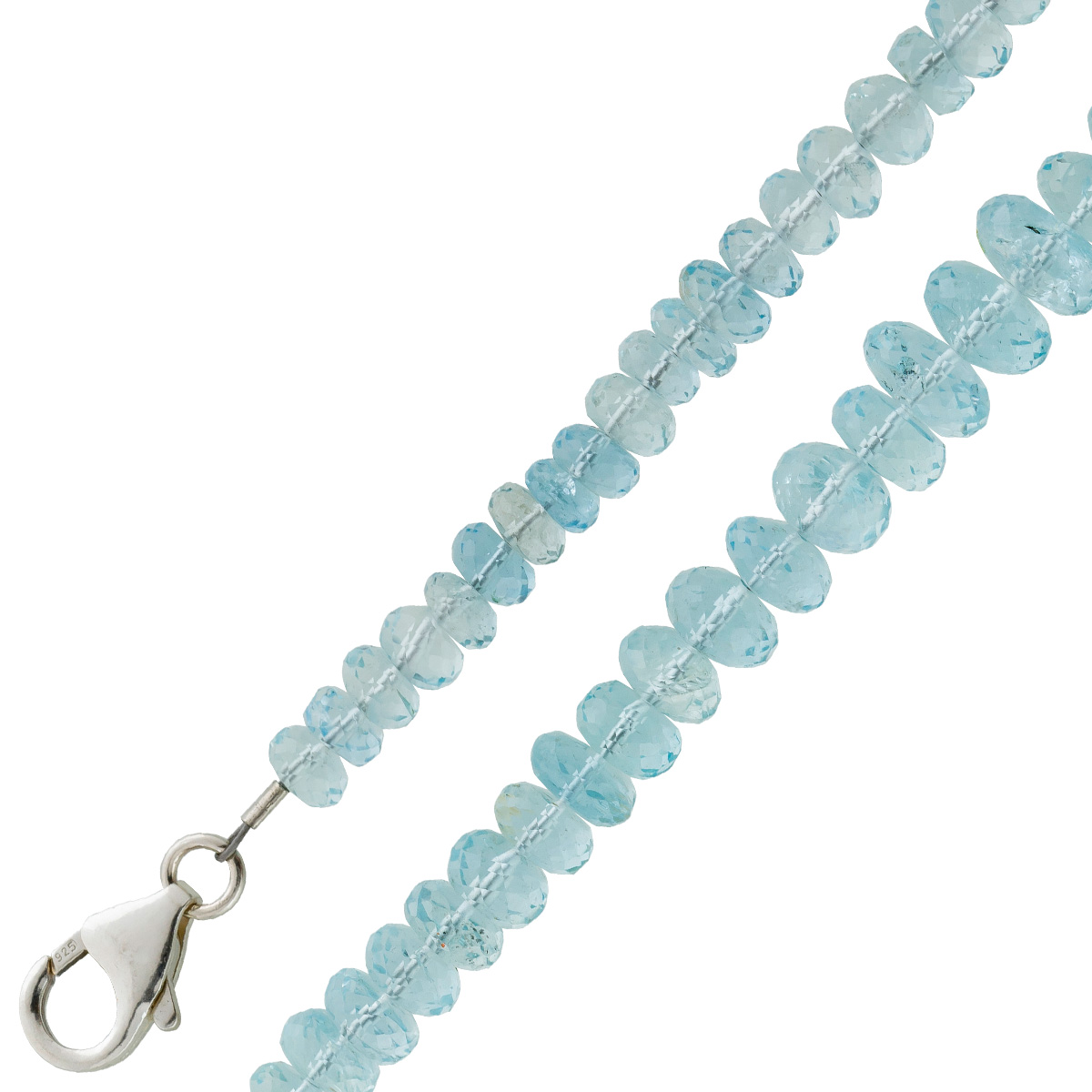 Kette Silber 925 Karabiner wasserblauen Aquamarin Edelsteinen 4,9-9mm 67 Kette Silber 925 Karabiner wasserblauen Aquamarin Edelsteinen 4,9-9mm 67