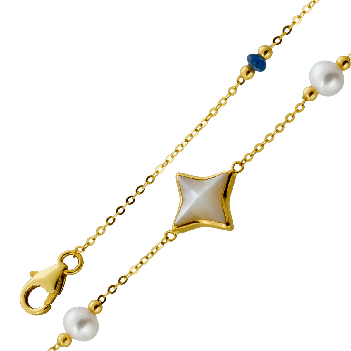 Perlmutt Armband Gelbgold 585 2 Suesswasser Zuchtperlen 19