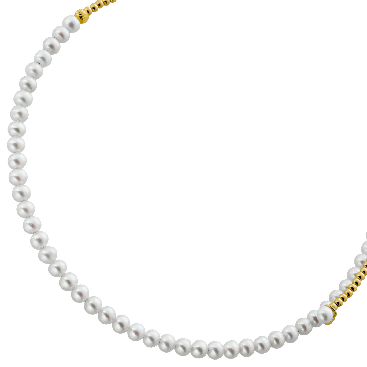 Halsreif Choker Gelbgold 585 Süßwasser Zuchtperlen 5mm 45