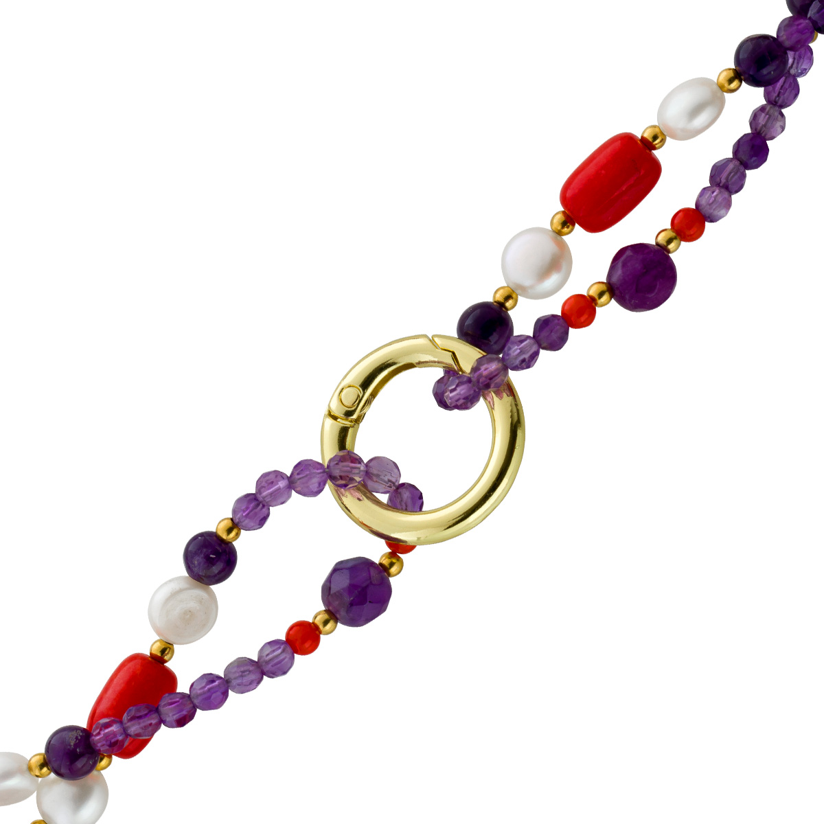 Pearl Necklace Amethyst Carnelian Natural Gemstones 90