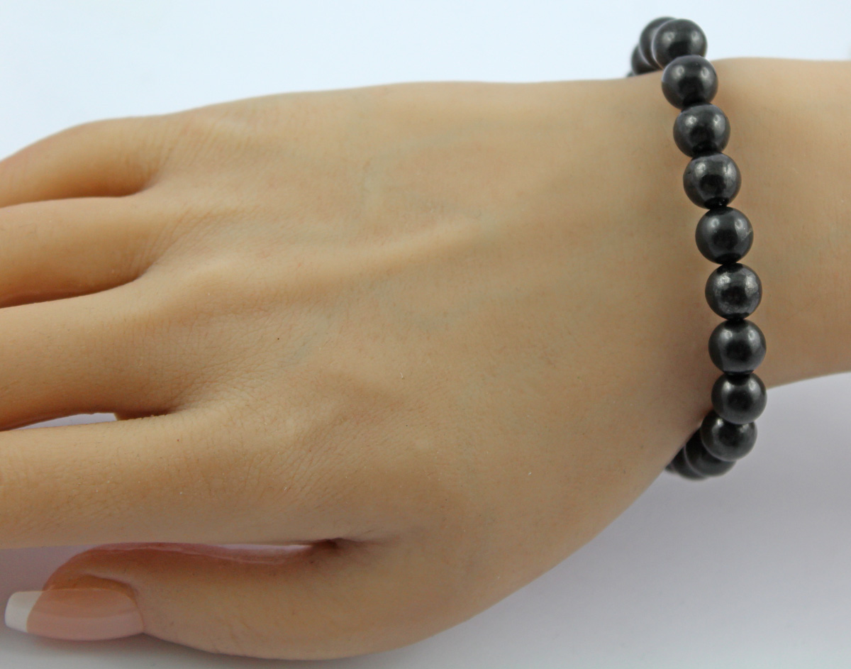 Shungite Bracelet Black Natural Gemstones Flexible 18