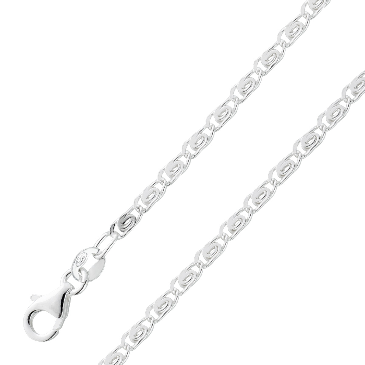 Panzerkette 1,9mm Armband Silber 925 massiv 45